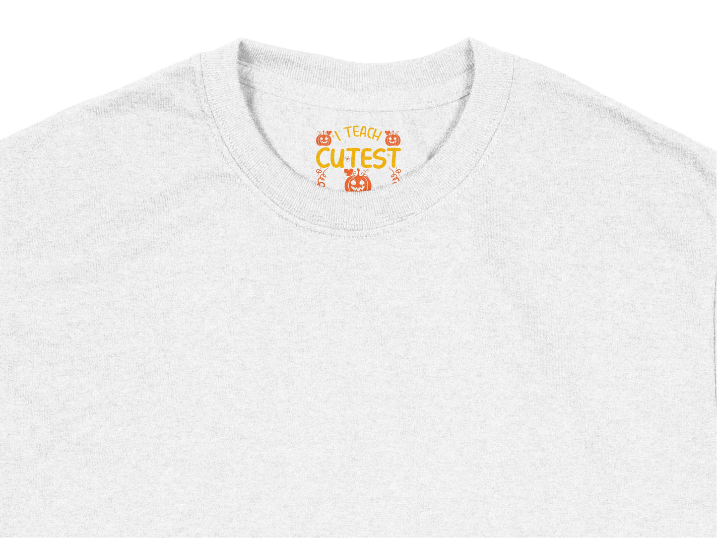 Cute Teacher T-Shirt, 'Cutest Teach' Graphic Tee, Orange Footprint Design, Unisex Gray Top