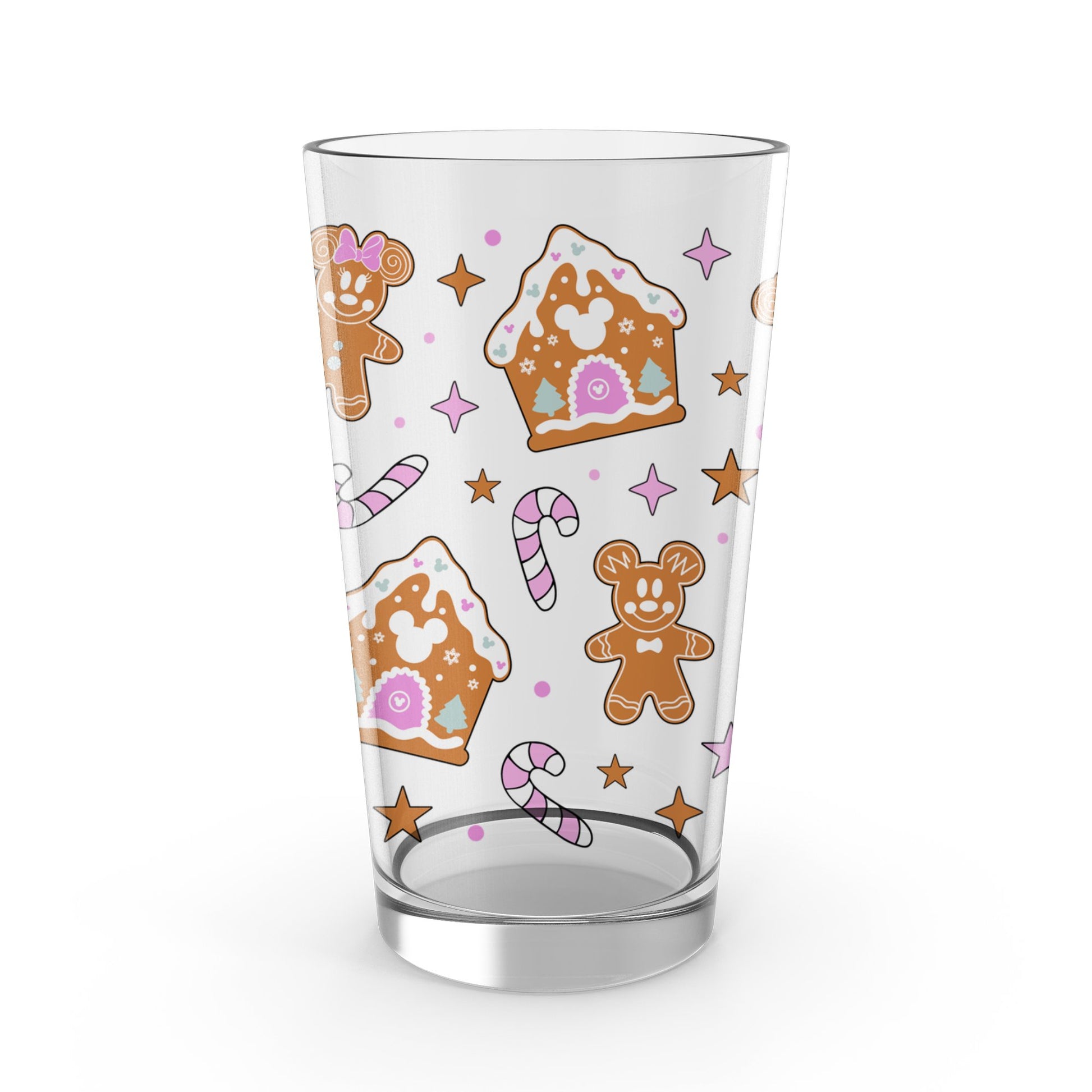 Gingerbread Christmas Tumbler, Holiday Drinking Glass, Cute Gingerbread Man and Candy Cane Design, Kids Festive Cup