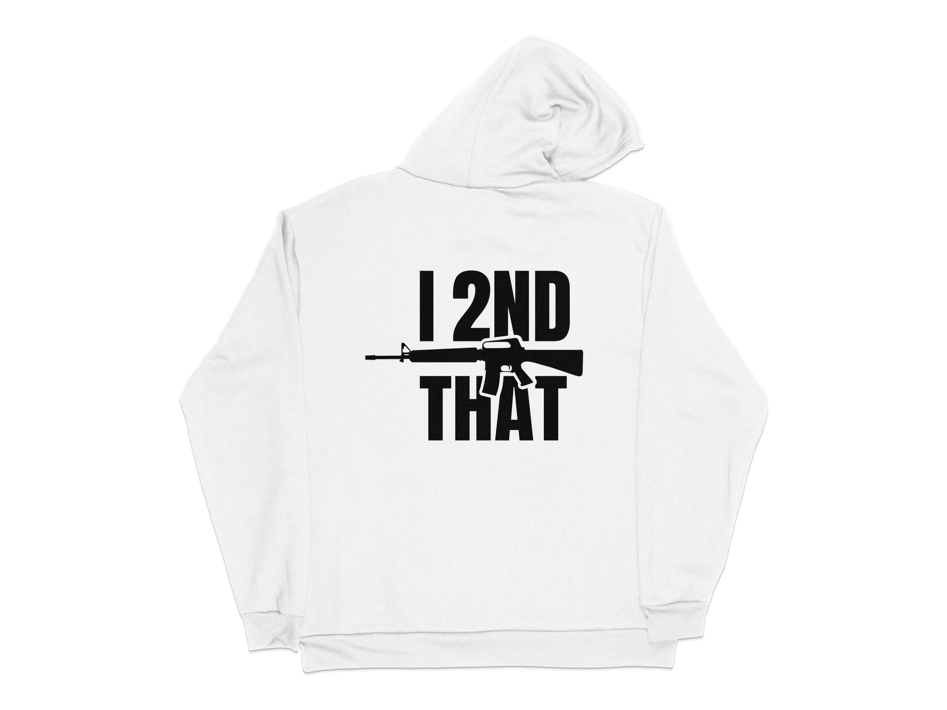 White Hoodie with Graphic Text 'I 2nd THAT' Bold Print Unisex Casual Sportswear