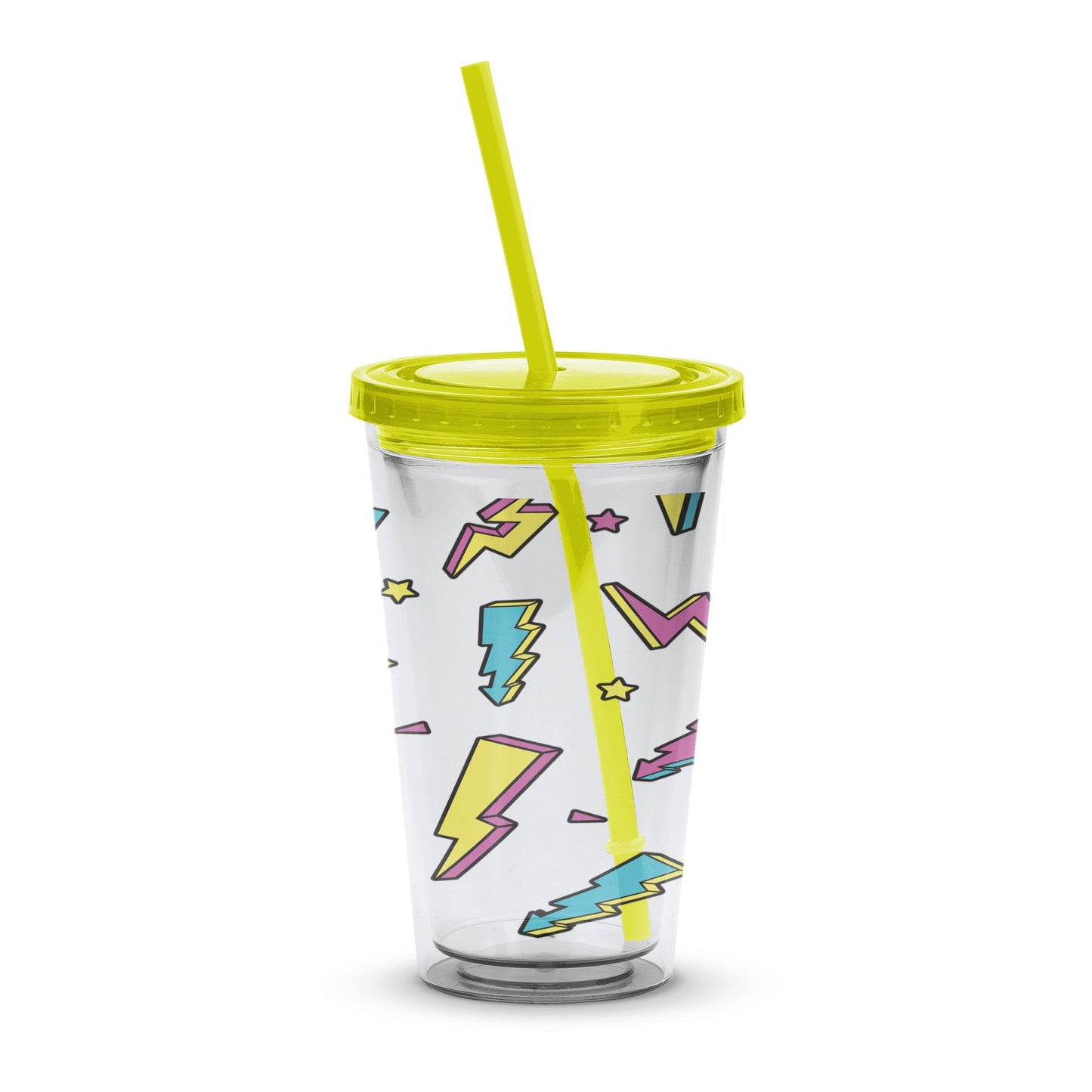 Colorful Lightning Bolt Design Travel Tumbler, Insulated Cup with Lid and Straw, Trendy Beverage Holder for Cold Drinks