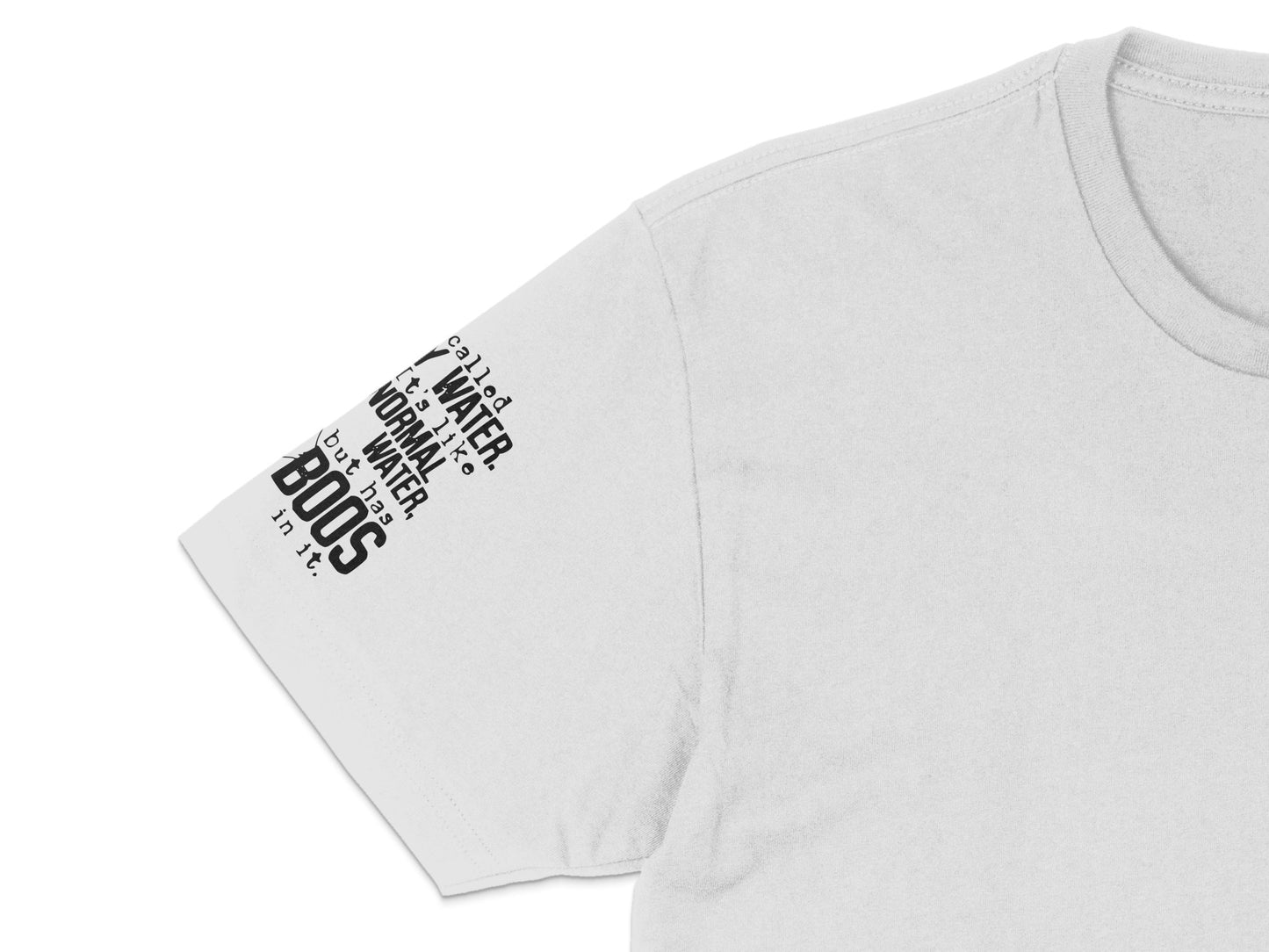 Minimalist White T-shirt with Black Text, Summer 2023 Cover Boss Print, Casual Unisex Tee