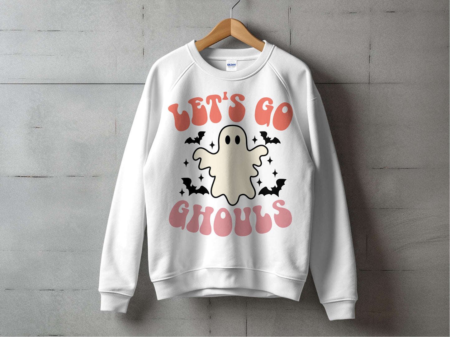 Let's Go Ghouls Halloween Sweatshirt, Cute Ghost Graphic, Unisex Fall Fashion Pullover, Spooky Casual Top