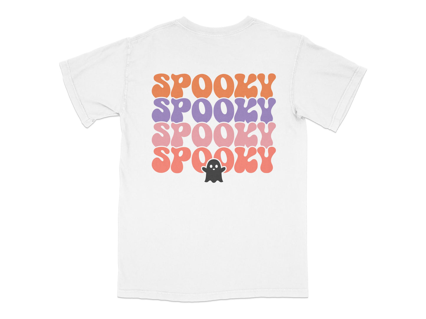 Spooky Cute Ghost Graphic T-Shirt, Halloween Casual Tee, Colorful Kids and Adults Top