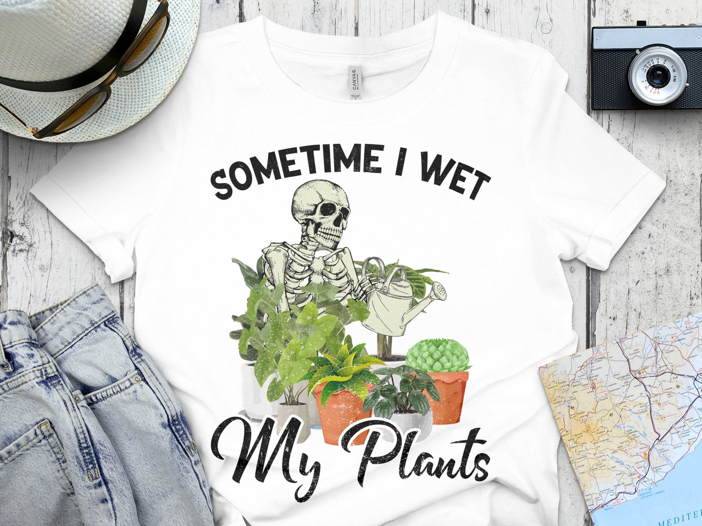 Skeleton Graphic T-Shirt, Funny Plant Lover Gift, Unisex Casual White Tee, Summer Style Top, Botanical Humor Clothing
