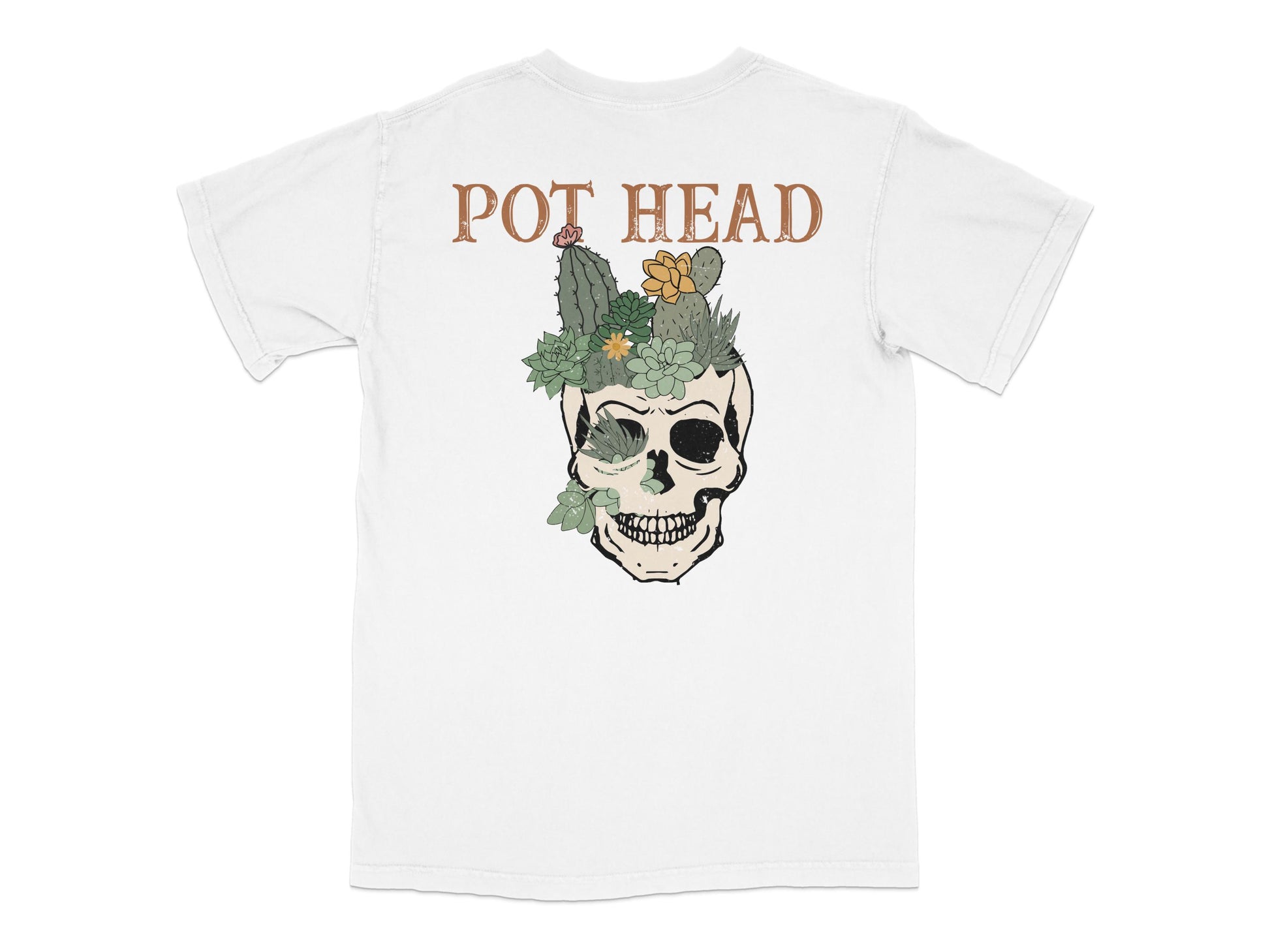 Vintage Pot Head Skull T-Shirt, Floral Skull Graphic Tee, Unisex Casual Streetwear Shirt
