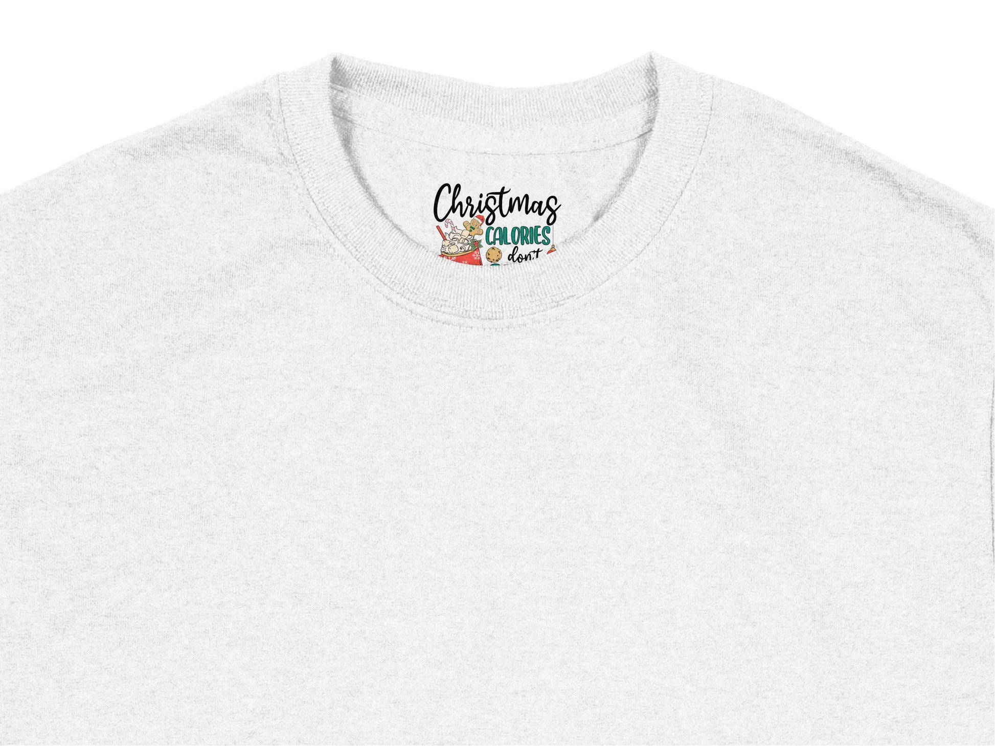 White Christmas T-Shirt, Festive Holiday Tee, 'Christmas Calories Don't Count' Slogan