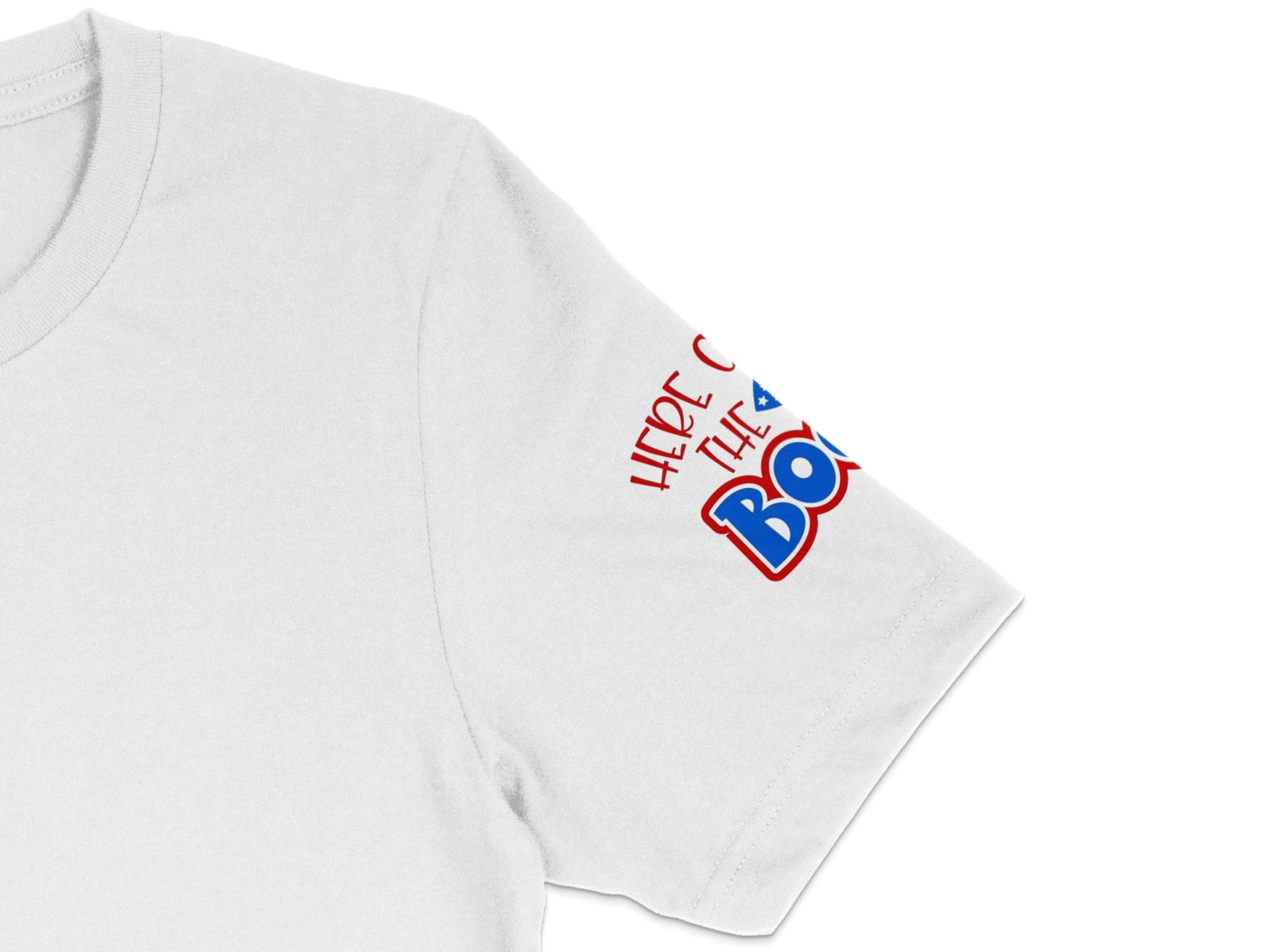 White T-Shirt with Red and Blue Graphic, Hip Hop Inspired, Unisex Casual Streetwear Tee