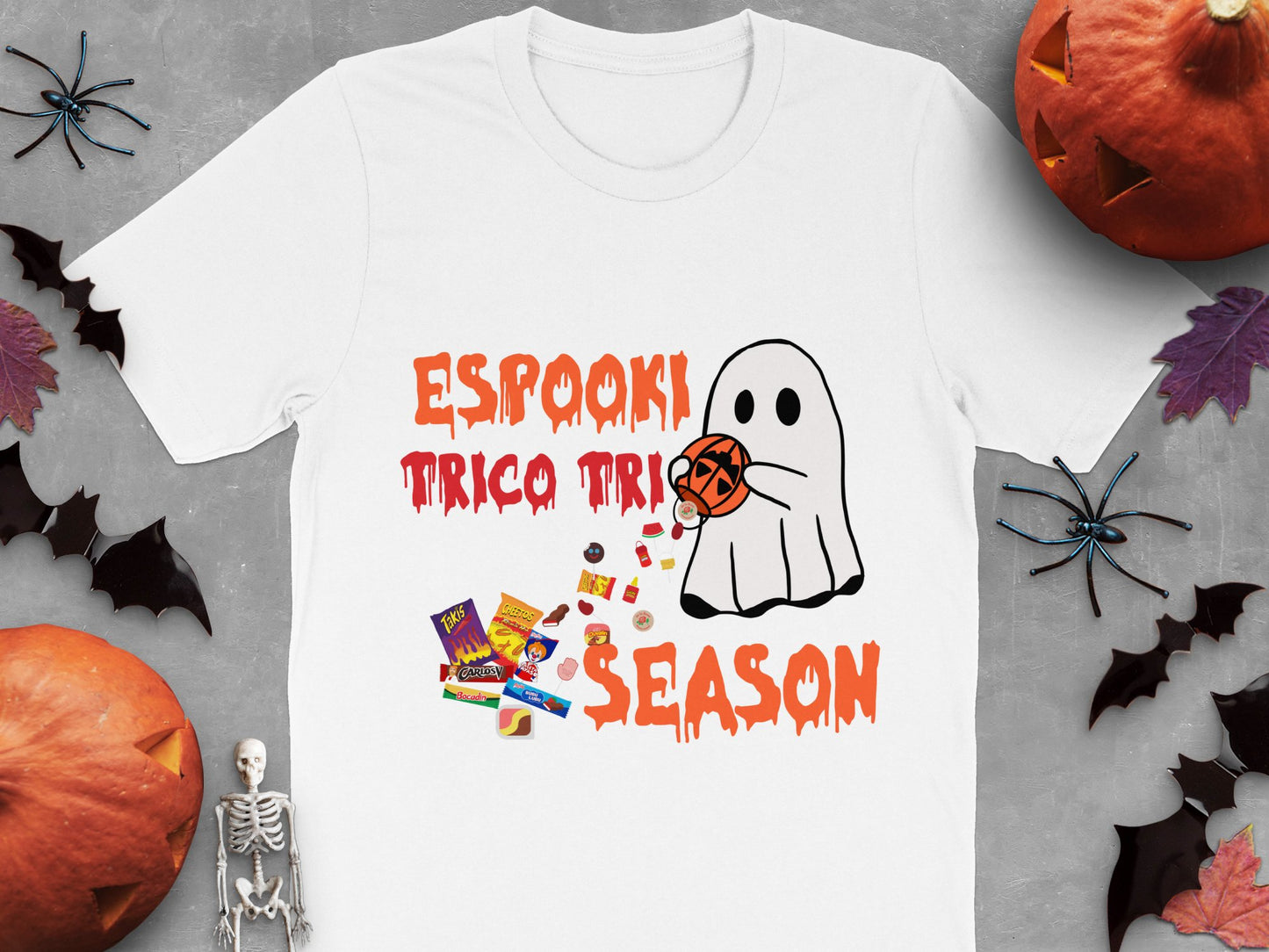 Halloween Ghost T-Shirt Spooky Trick or Treat Season Adult Kids Teealloween Pumpkins and Skeleton Decor
