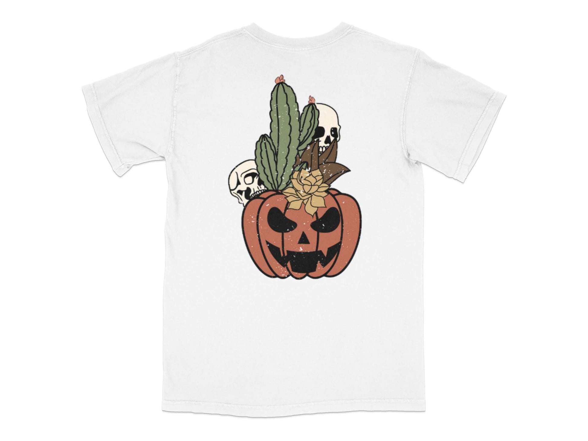 Halloween Pumpkin Cactus Skull Design T-Shirt, Unisex Graphic Tee, Casual Festival Spooky Wear
