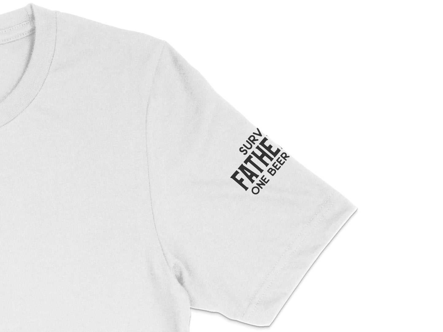 Funny Father's Day T-Shirt, Survive Fatherhood One Beer At A Time, Minimalist Dad Gift, White Tee