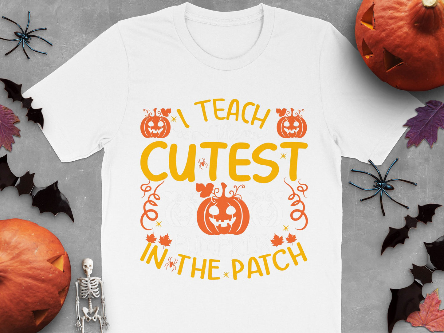 Cute Halloween Teacher T-Shirt, I Teach the Cutest Pumpkins in the Patch, Fall Festival Apparel, October Classroom Wear, Unisex Graphic Tee