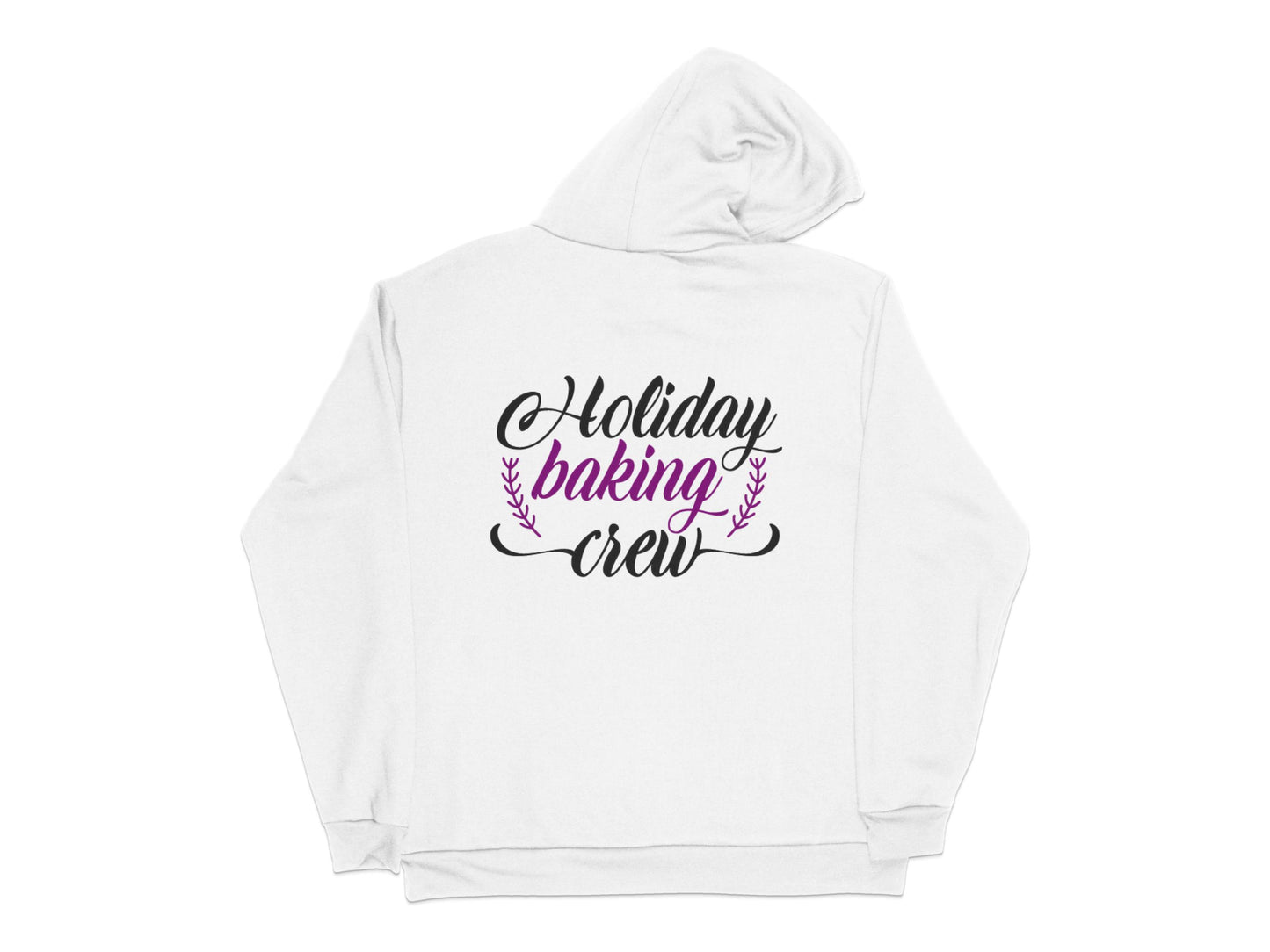 Holiday Baking Crew White Hoodie, Festive Christmas Sweatshirt, Unisex Winter Apparel, Cozy Pullover