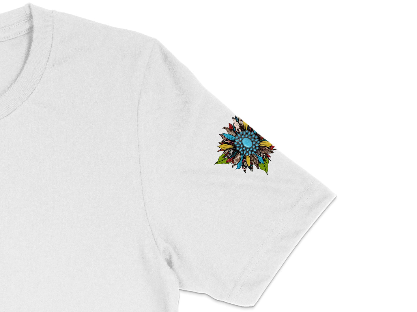 White T-Shirt with Colorful Flower Embroidery, Casual Floral Tee, Summer Fashion, Women's Embroidered Top