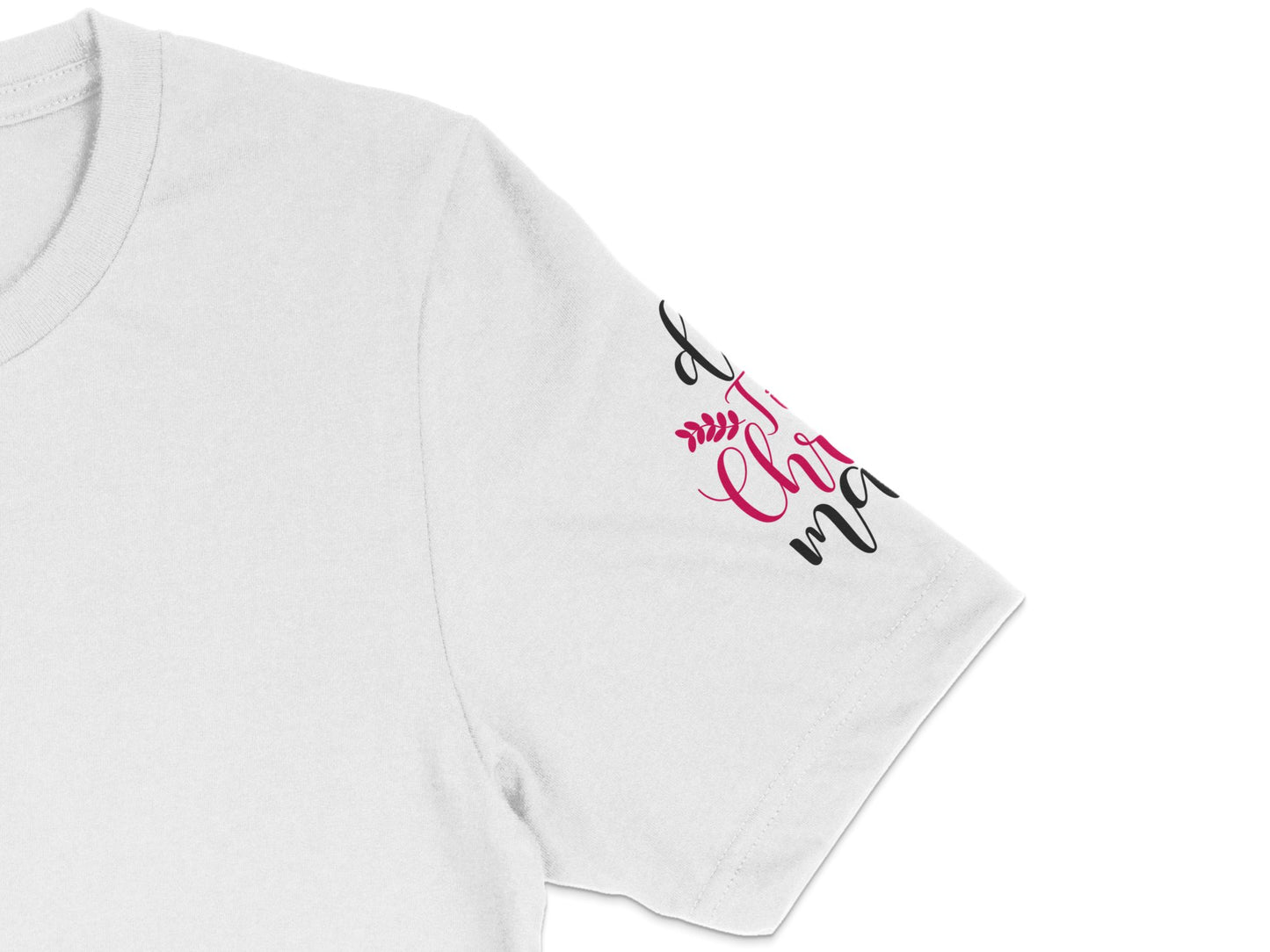 Women's White T-Shirt with Pink Cursive Embroidery, Casual Cotton Tee, Stylish Feminine Top, Everyday Wear