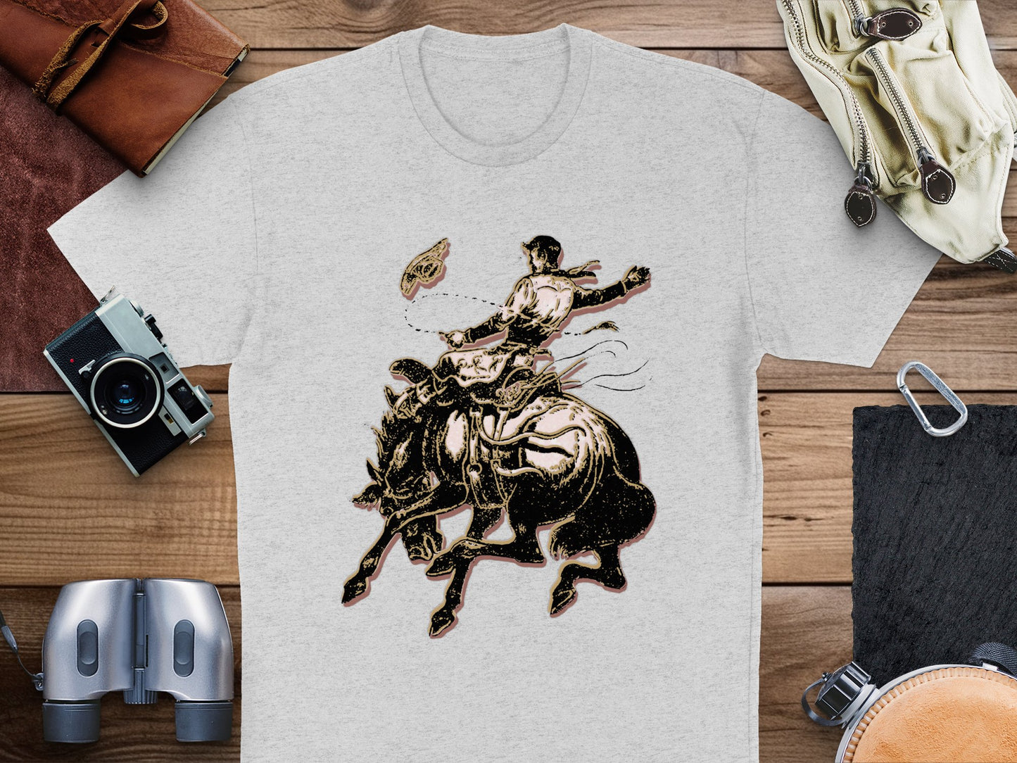 Vintage Cowboy T-Shirt, Western Riding Horse Graphic Tee, Retro Cowboy Shirt, Soft Cotton Unisex Clothing, Classic American Apparel