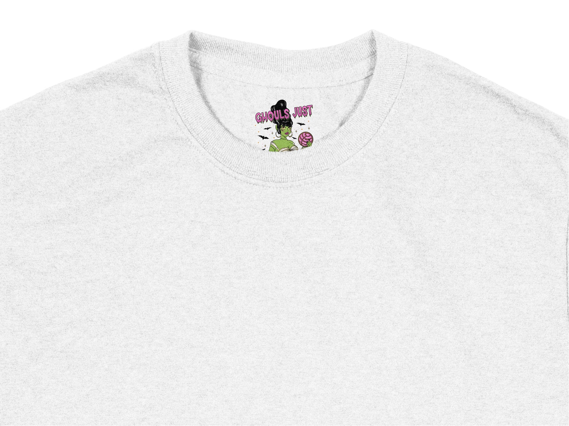 Women's White T-Shirt with Unique Graphic Ghoul Design, Casual Crew Neck Tee, Trendy Summer Fashion Top
