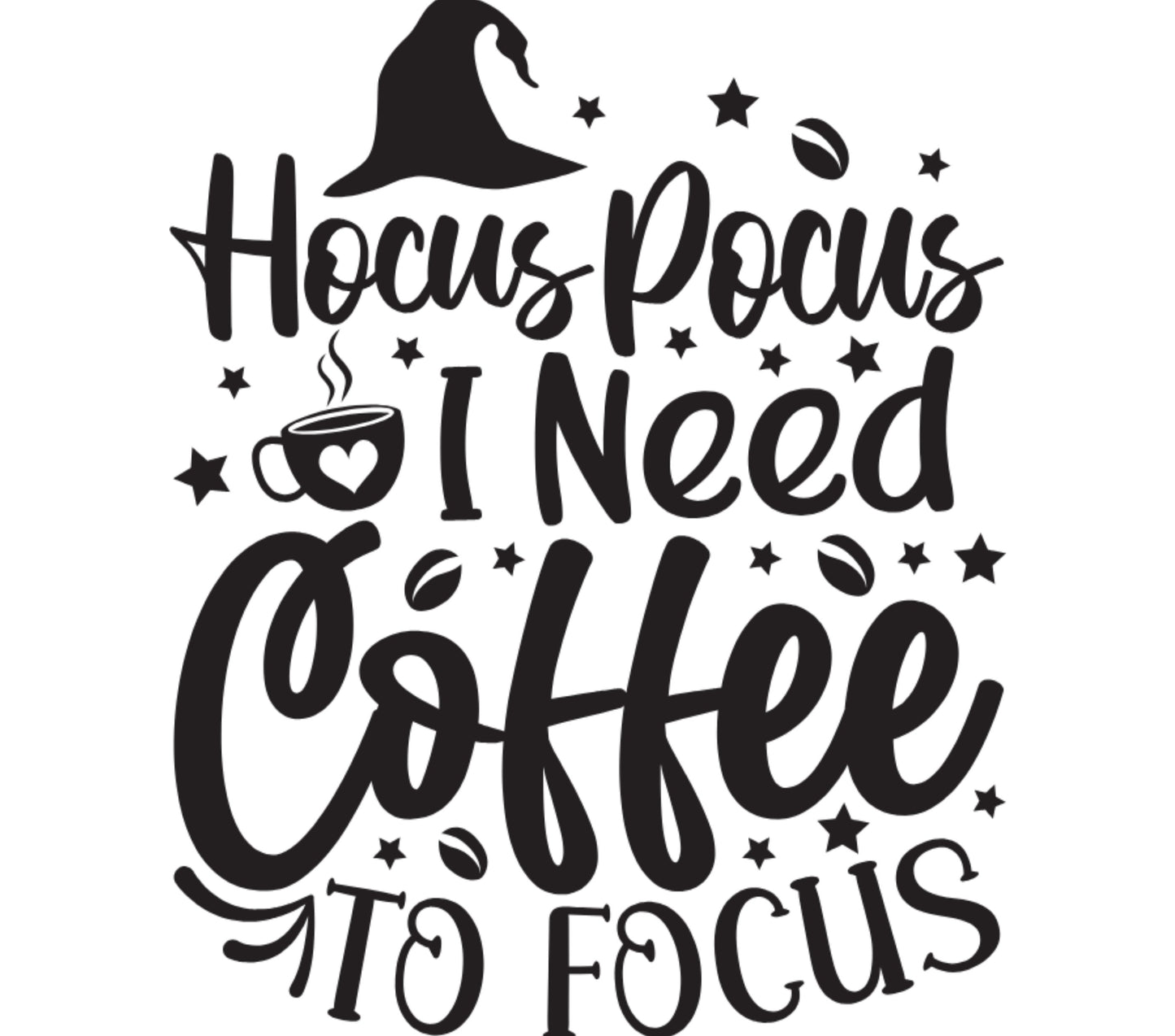 Hocus Pocus I Need Coffee to Focus Graphic T-Shirt, Witch Hat Coffee Lover Tee, Halloween Shirt, Casual Fall Fashion Top, Gift Idea