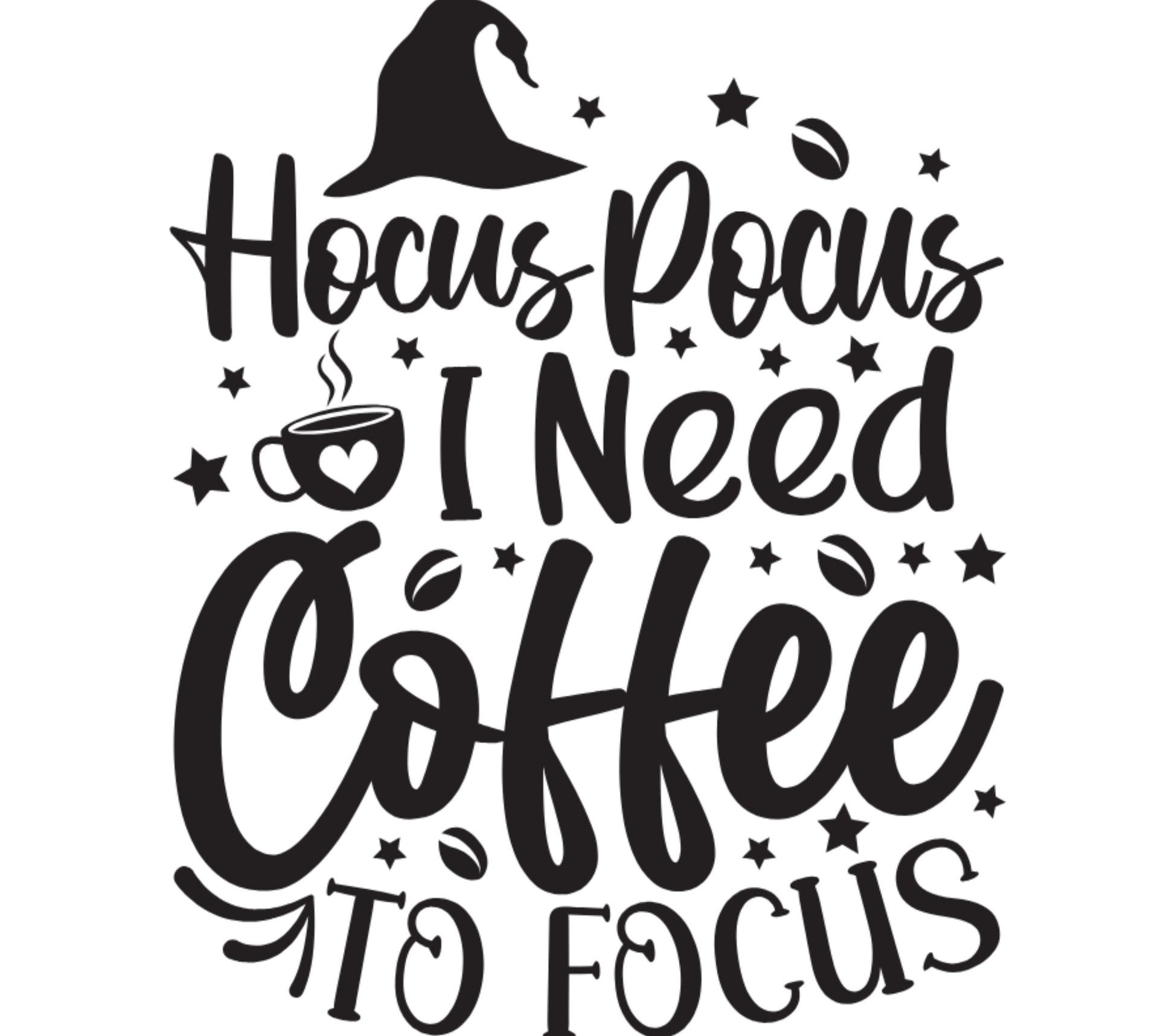 Hocus Pocus I Need Coffee to Focus Graphic T-Shirt, Witch Hat Coffee Lover Tee, Halloween Shirt, Casual Fall Fashion Top, Gift Idea