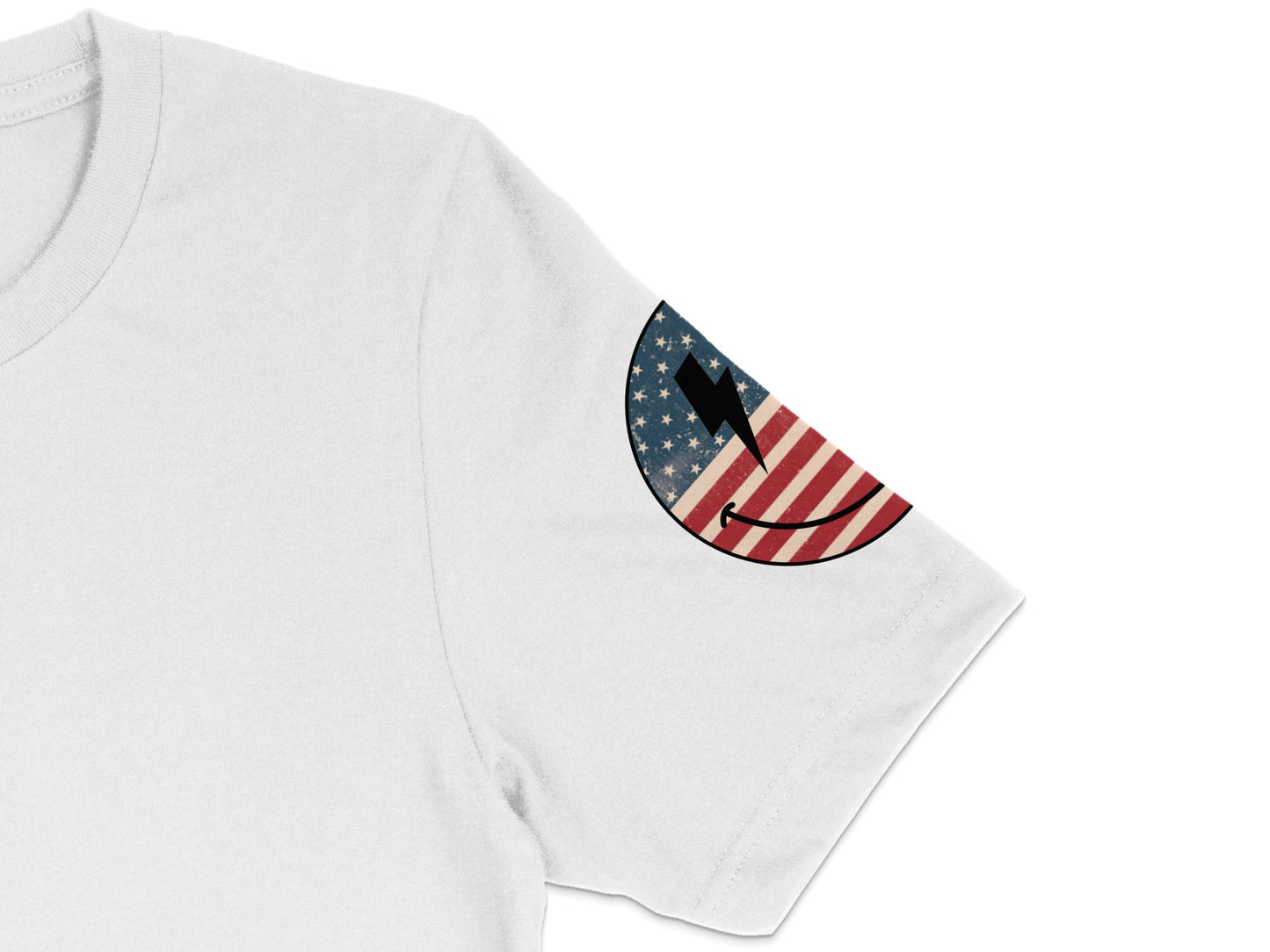 Patriotic American Flag T-Shirt, USA Flag Print, Unisex White Soft Cotton Tee, Fourth of July Apparel