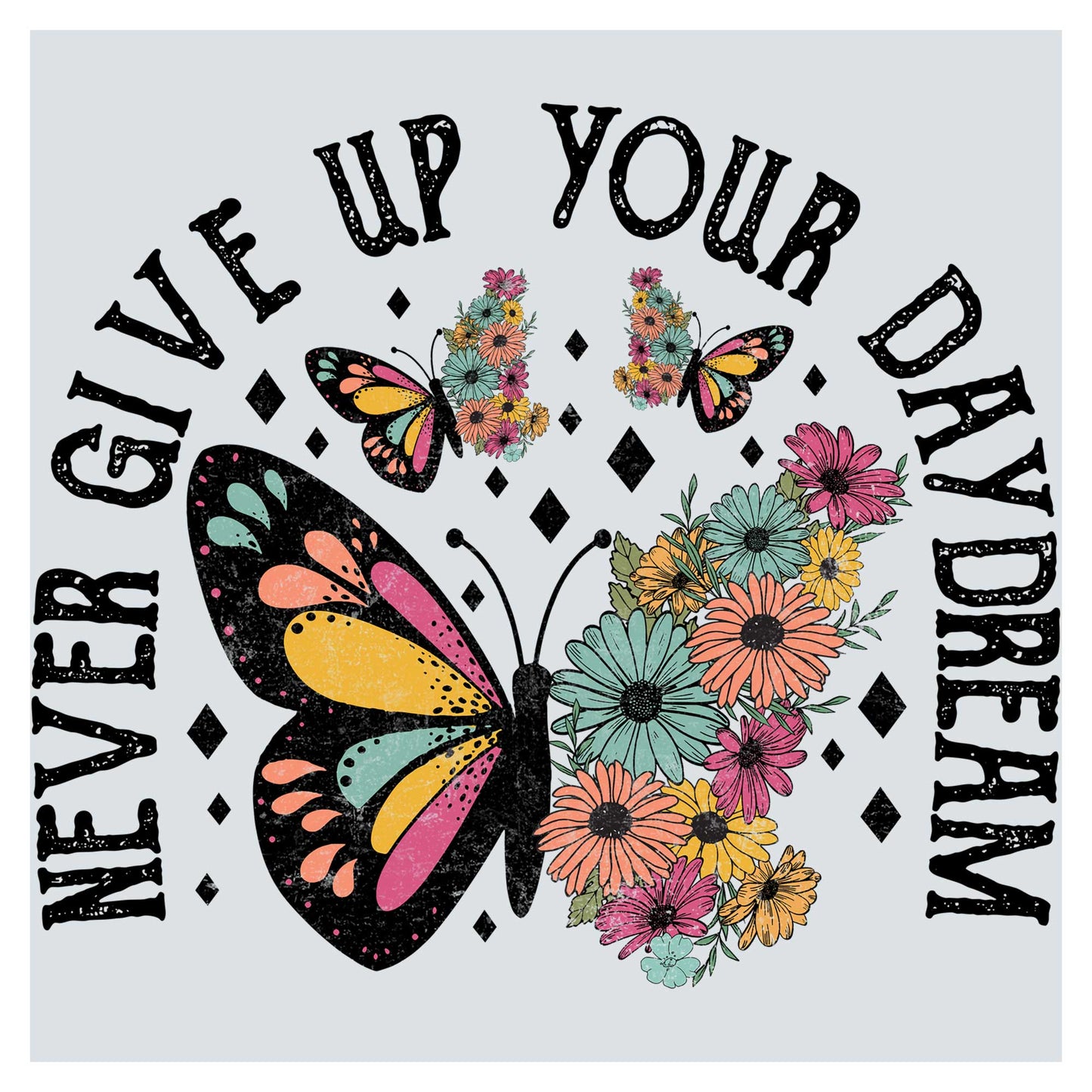 a t - shirt with a butterfly and flowers on it