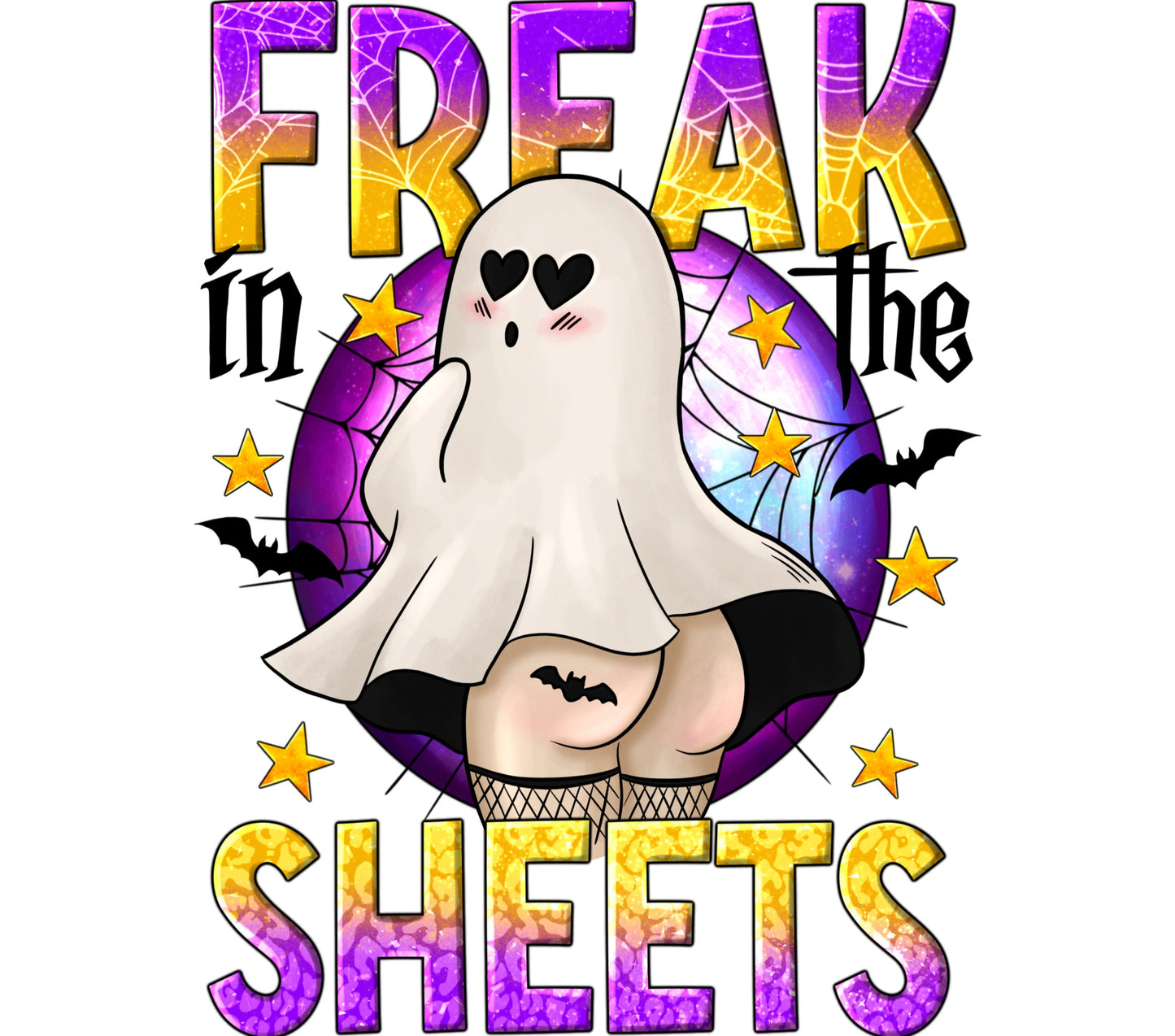 Freak in the Sheets Ghost Pinup Art, Halloween Decor, Spooky Wall Art, Gothic Home Decor, Colorful Ghost Artwork, Unique Halloween Gift