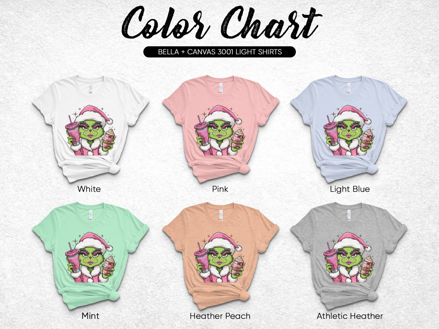 Bella Canvas 3001 Light T-Shirts Color Chart, Yoda Graphic Tee, Various Colors Available