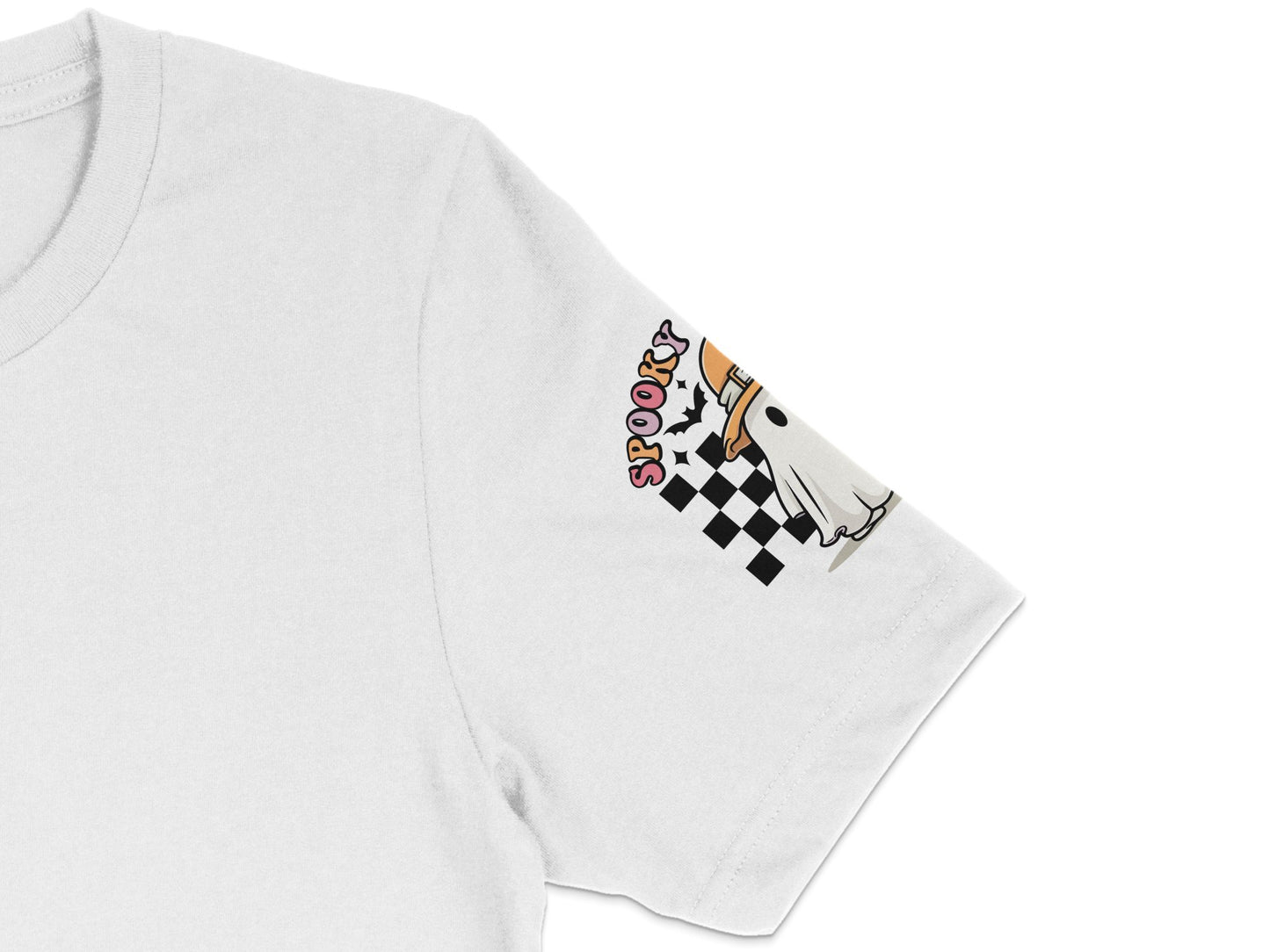 White T-Shirt with Retro Cartoon Hand Holding Smores Design, Unisex Casual Fashion Tee