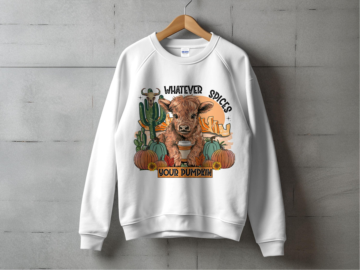 Fall Sweatshirt Autumn Highland Cow Cactus Pumpkin Spice Graphic Casual Unisex Pullover Sweater Cozy Warm Fashion