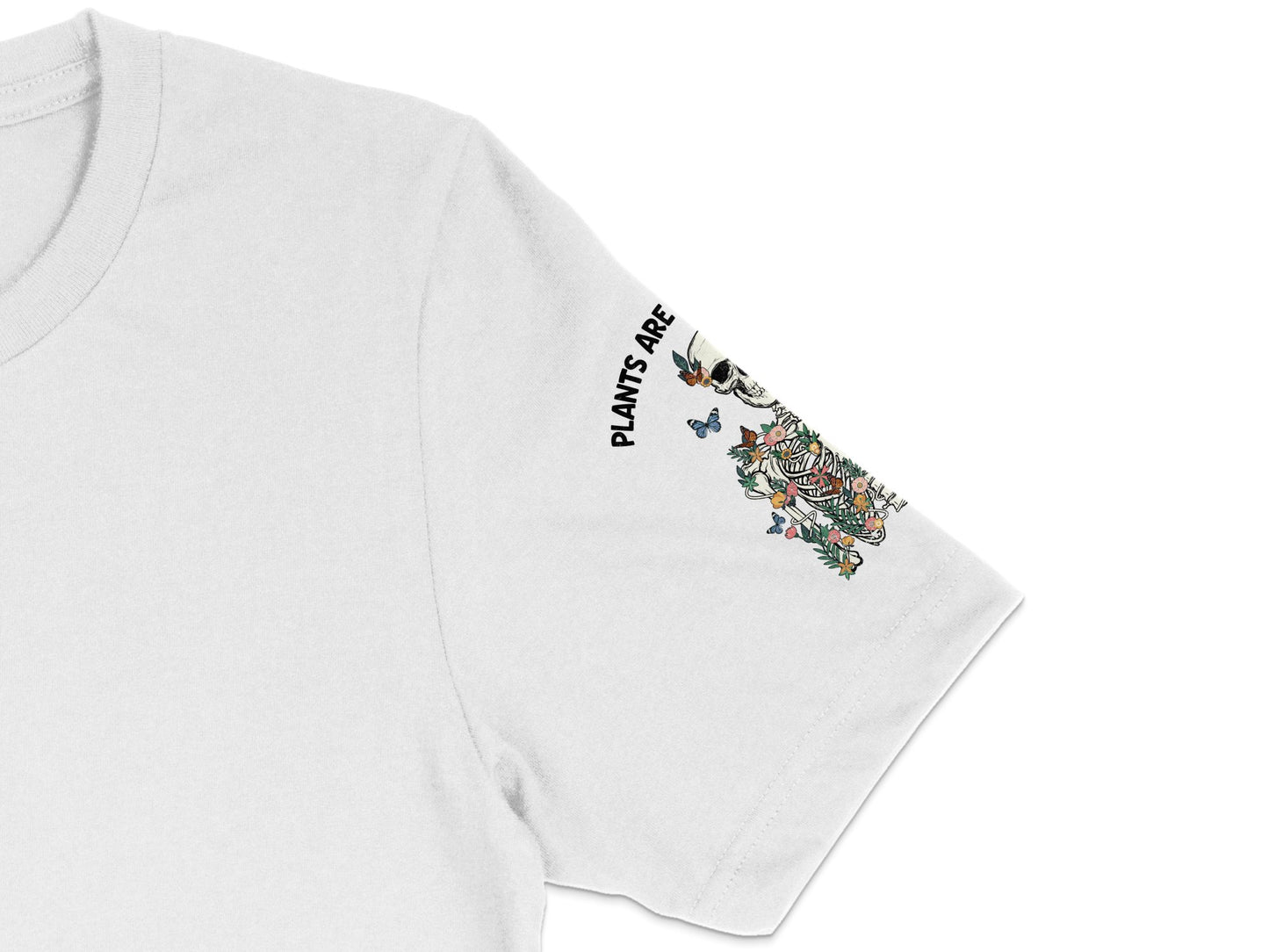White T-Shirt with Tiger and Plants Design, Embroidered Casual Tee, Stylish Unisex Fashion Shirt