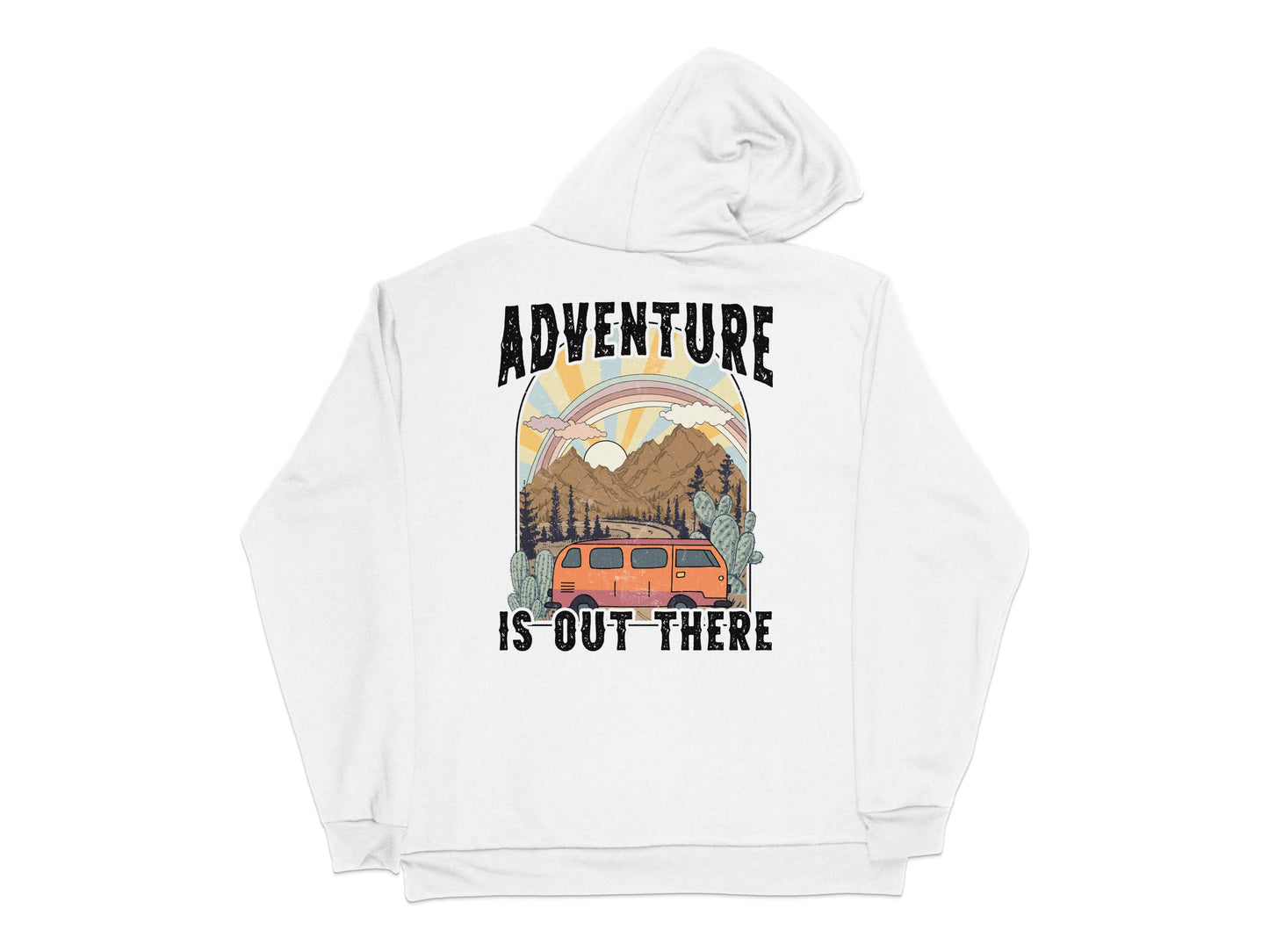 Adventure Outdoor Hoodie, Mountain Camping Graphic, Vintage Van Unisex Sweatshirt, Nature Lover Gift