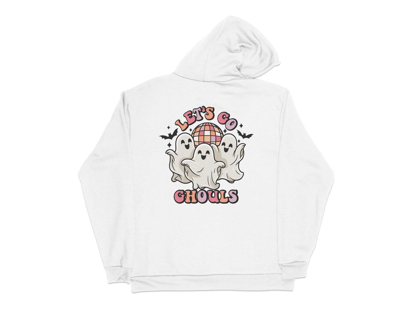 Let's Go Ghouls Hoodie, Cute Ghost Cartoon Graphic, Funny Halloween Sweatshirt, Unisex Fall Apparel