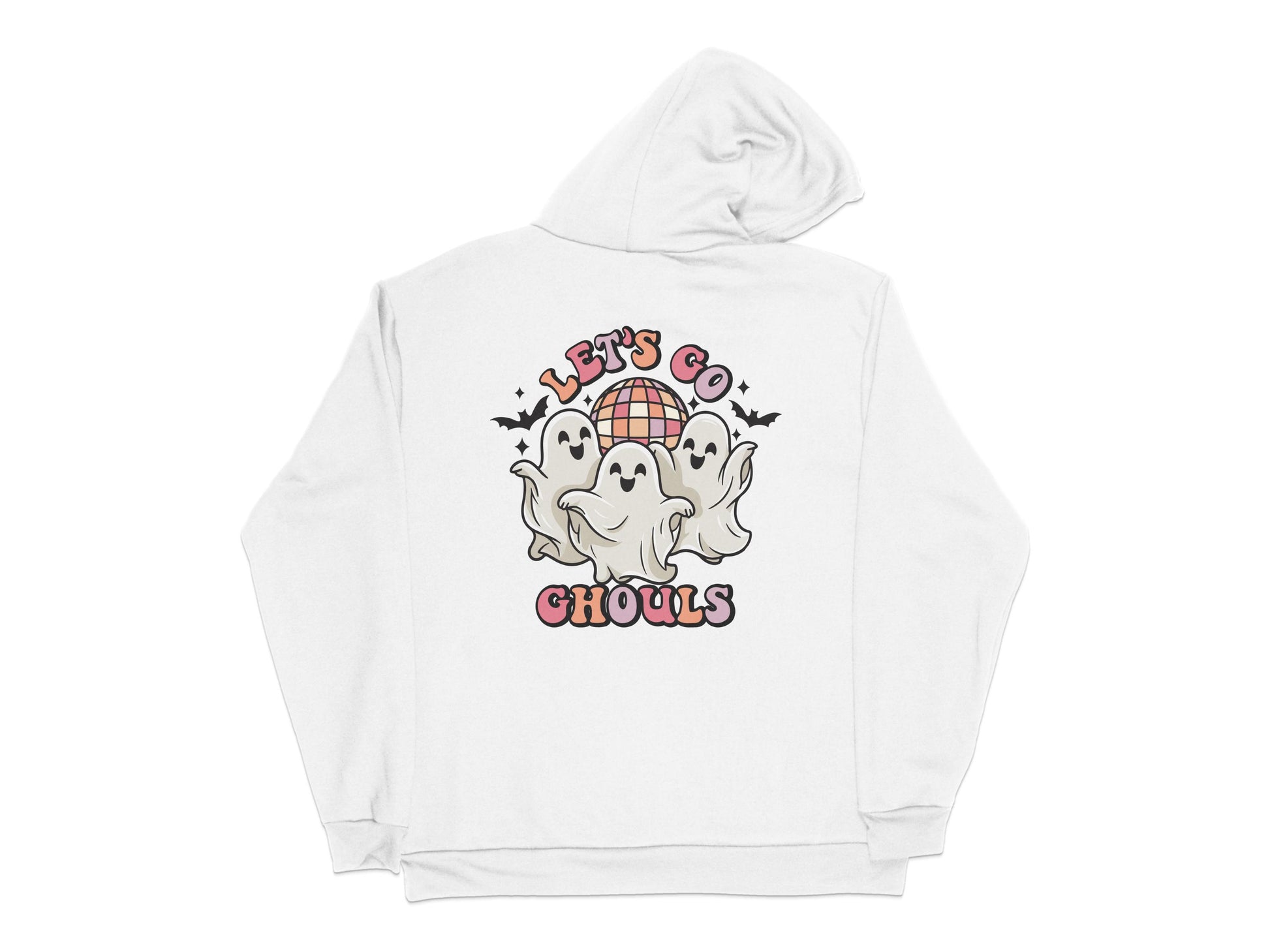 Let's Go Ghouls Hoodie, Cute Ghost Cartoon Graphic, Funny Halloween Sweatshirt, Unisex Fall Apparel