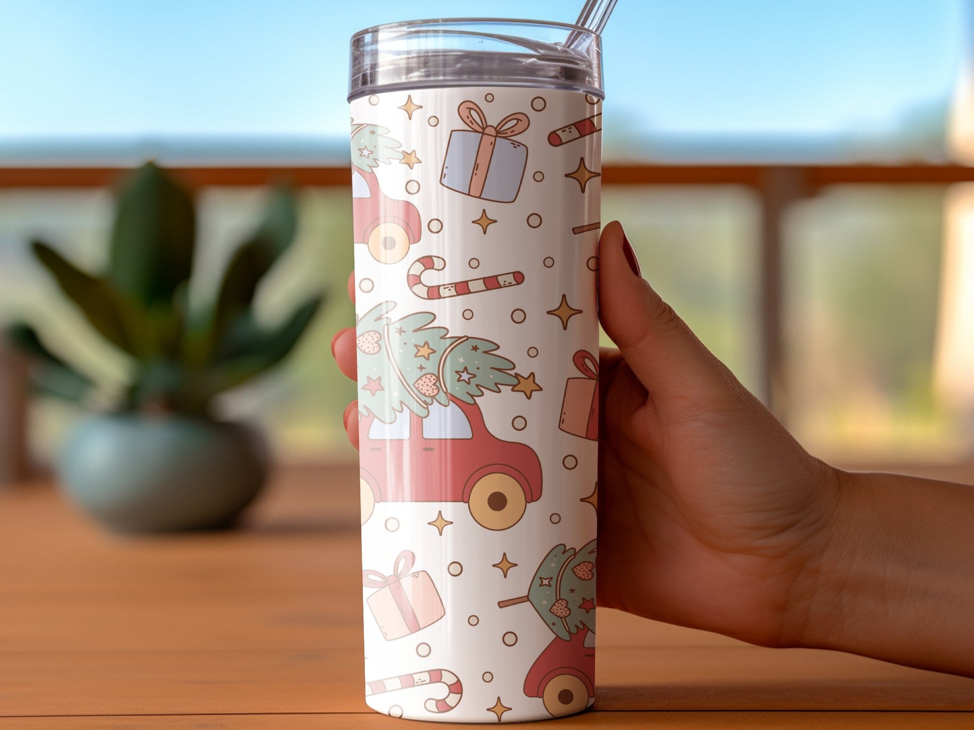 Holiday Themed Insulated Tumbler, Reusable Travel Cup, Cute Christmas Gifts, Eco-Friendly Stainless Steel Drinkware