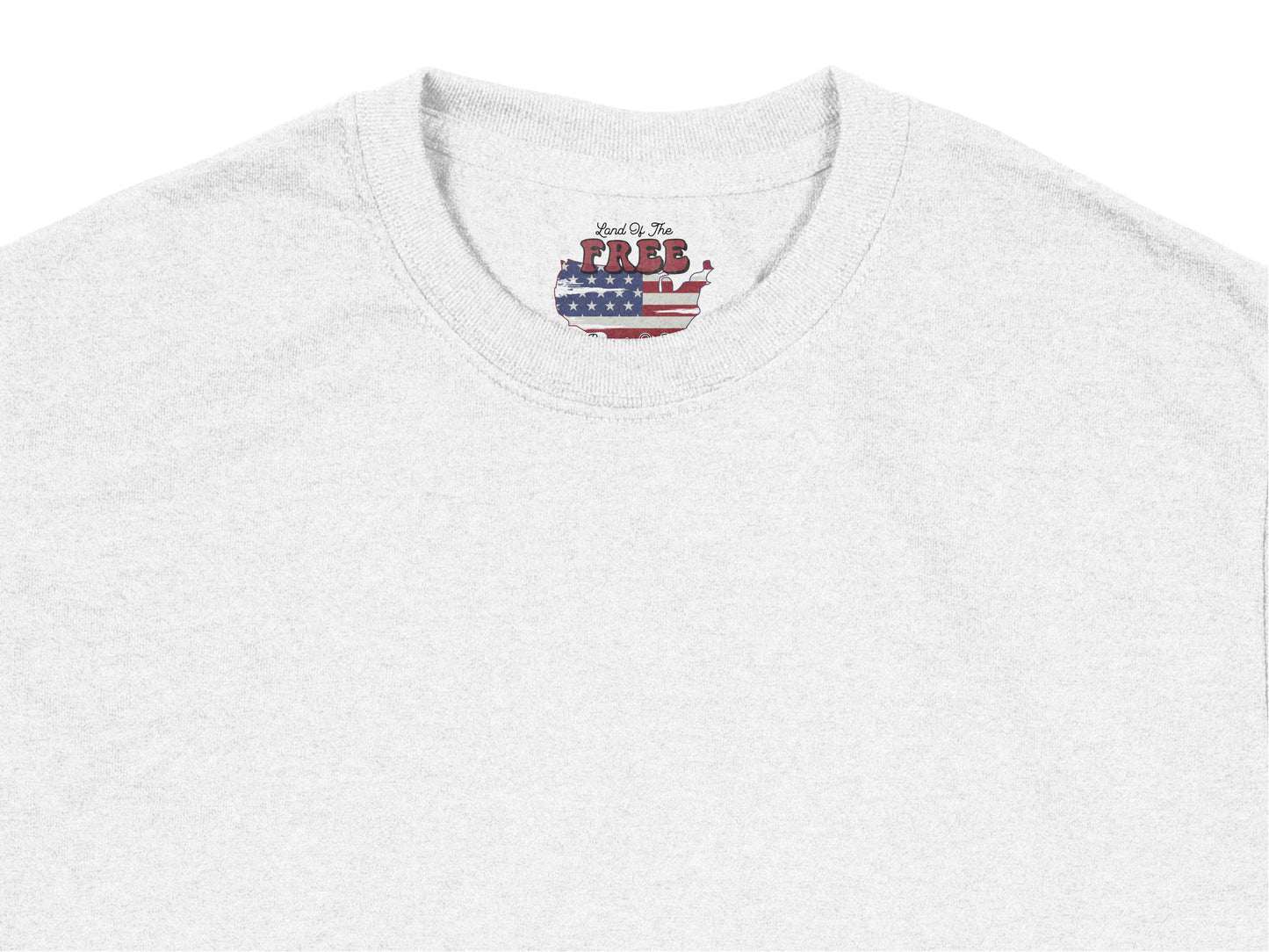Patriotic Grey T-Shirt with Small American Flag Print, Casual Summer Tee, Unisex Cotton Shirt