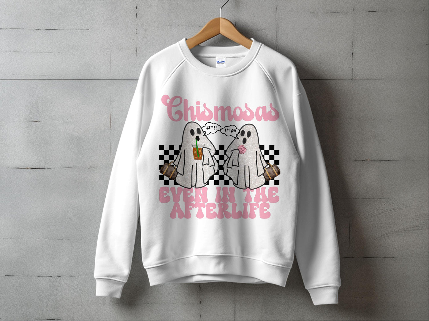 Ghost Couple Christmas Sweatshirt, Cute Holiday Sweater, Gothic Christmas, Unisex Sizes, Festive Apparel, Gift Idea