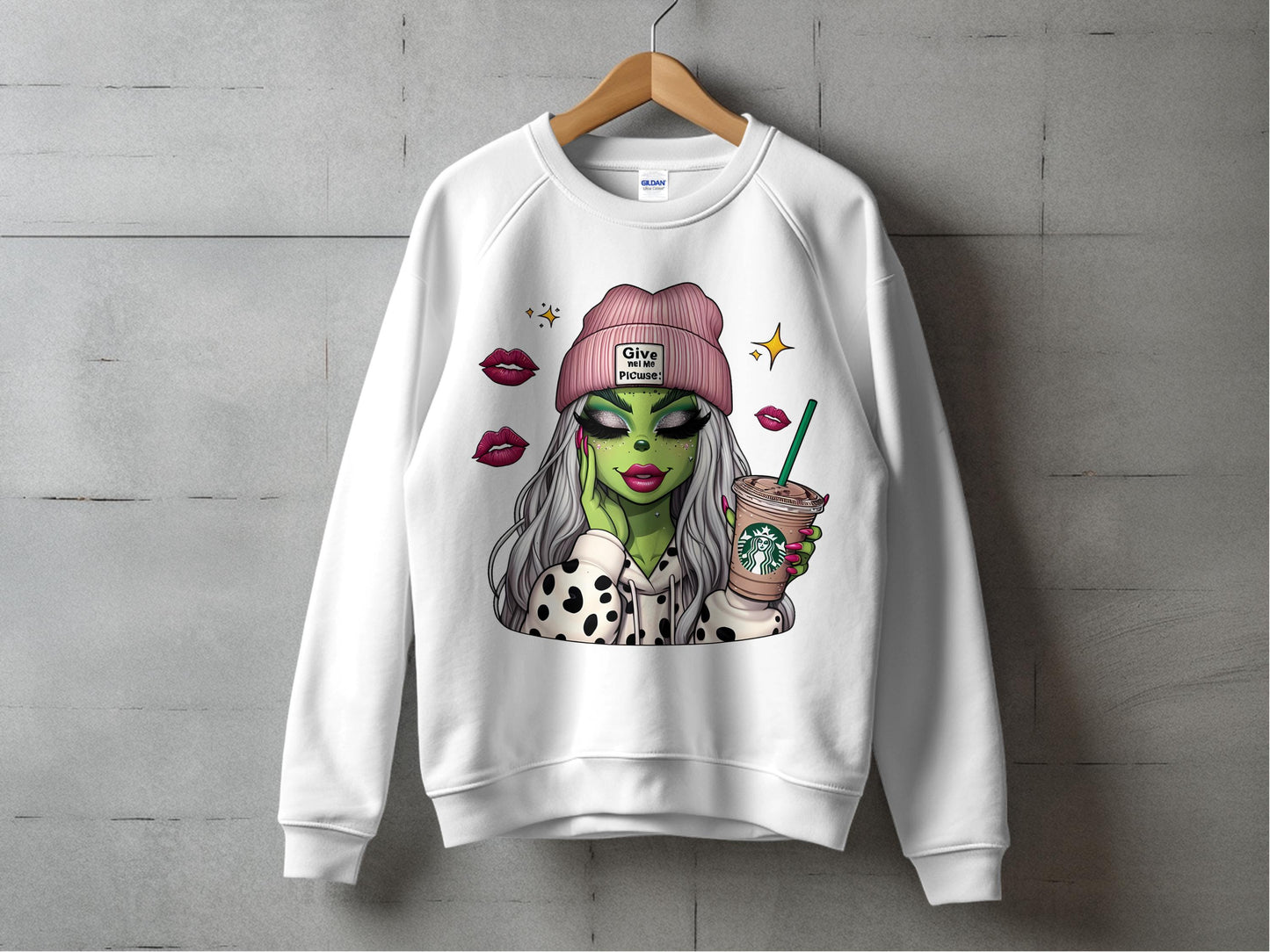 Women's Graphic Sweatshirt, Trendy Coffee Lover Design, Pop Art Style Illustrated Fashion Top, Casual Streetwear