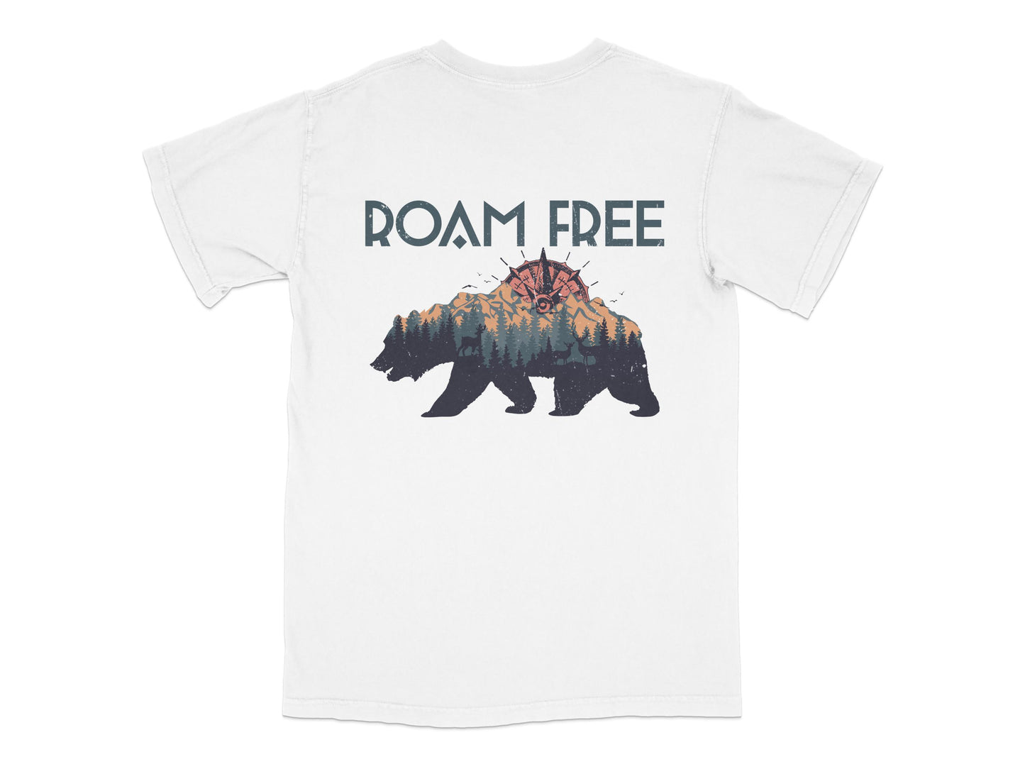 Roam Free Bear Graphic T-Shirt, Outdoor Adventure, Nature Wildlife Tee, Unisex Fashion, Camping Hiking Shirt