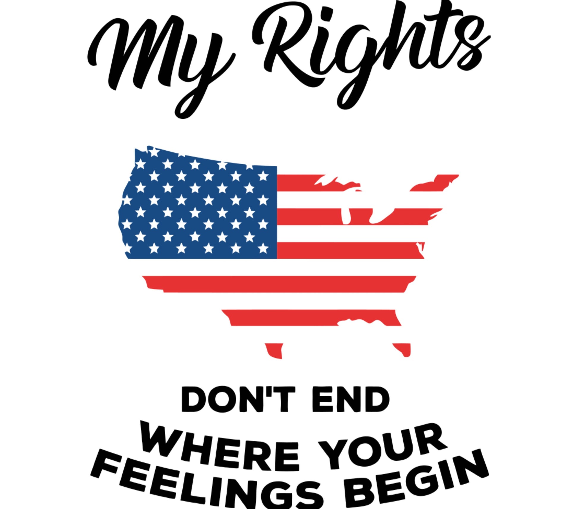 Patriotic USA Map Graphic T-Shirt, My Rights Don't End Statement Tee, American Flag Print Shirt, Red White and Blue Clothing