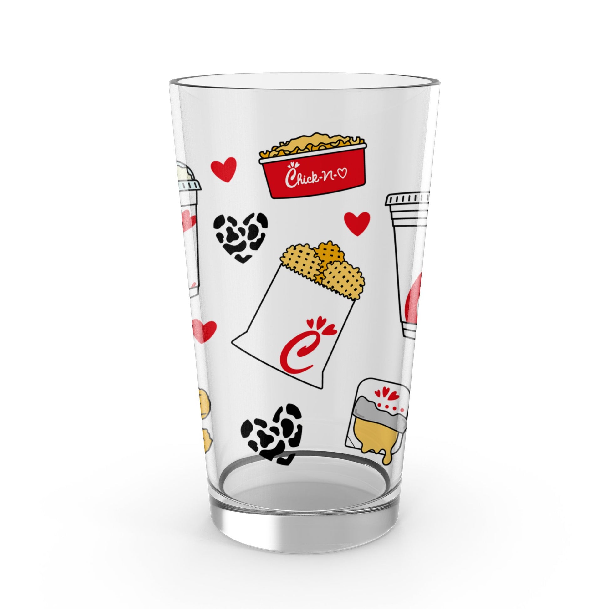 Chick-n-co Themed Tumbler, Fast Food Inspired Glass, Cute Illustrated Drinkware, Collectible Kitchenware Gift