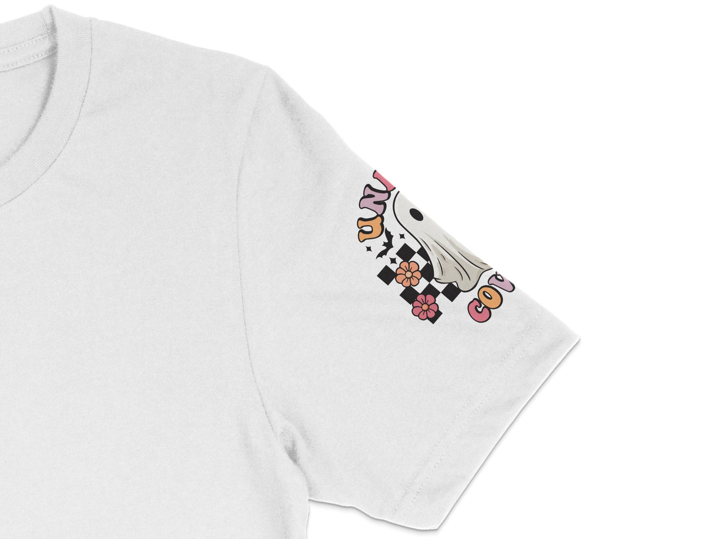 White T-Shirt with Colorful Abstract Graphic Design, Unisex Casual Fashion Tee