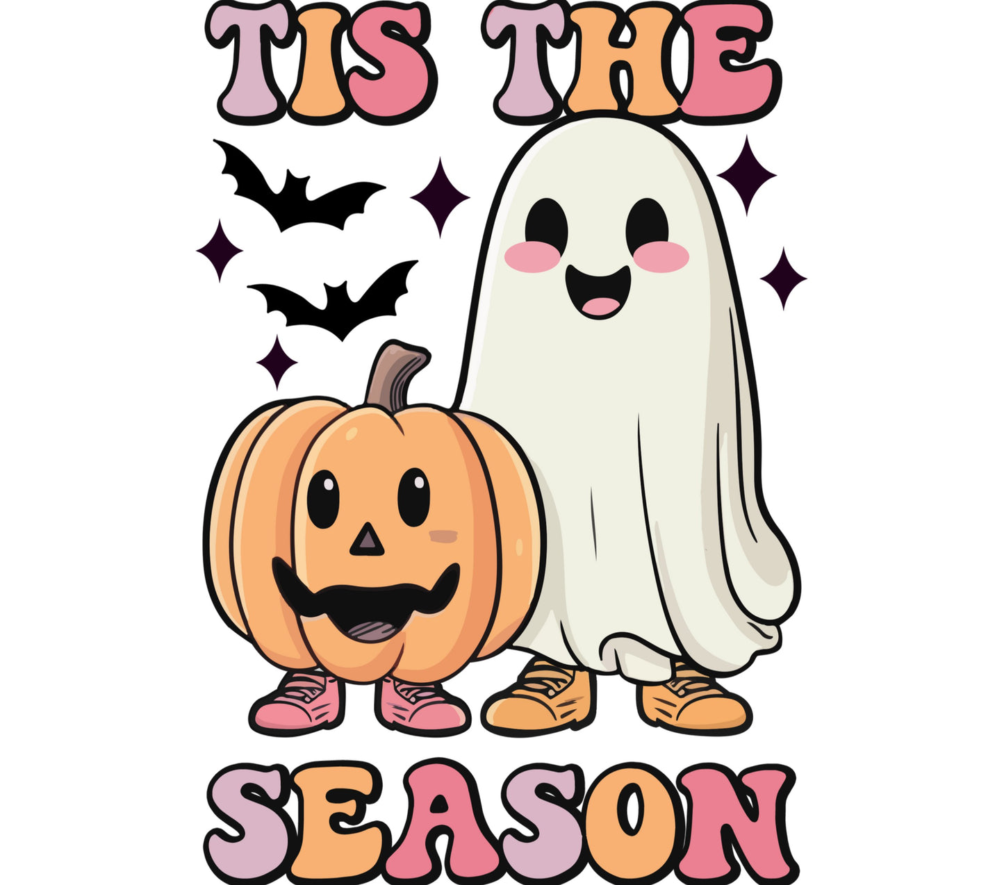 Cute Ghost and Pumpkin Halloween T-Shirt Design, Happy Spooky Season Graphic Tee for All Ages