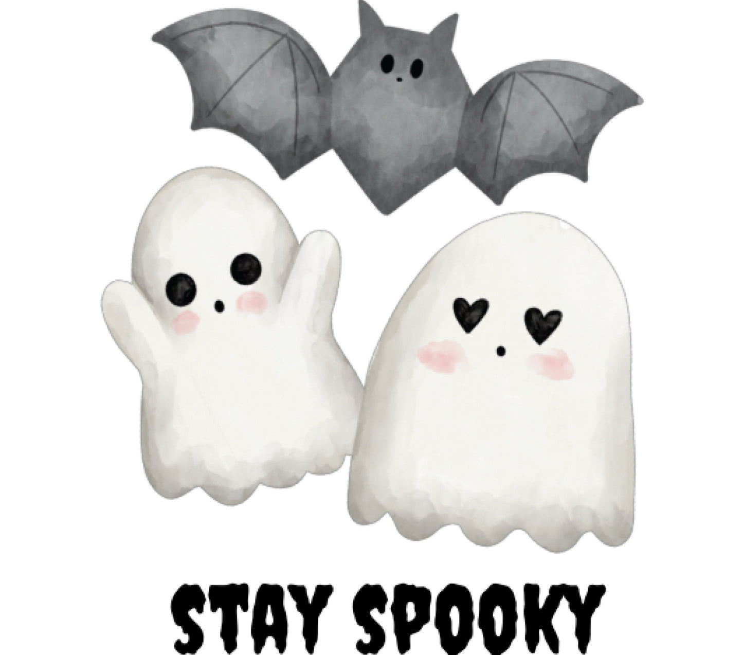 Cute Ghost and Bat Stickers, Halloween Watercolor Spooky Decals, Adorable Ghostly Decor, Stay Spooky Craft Supplies