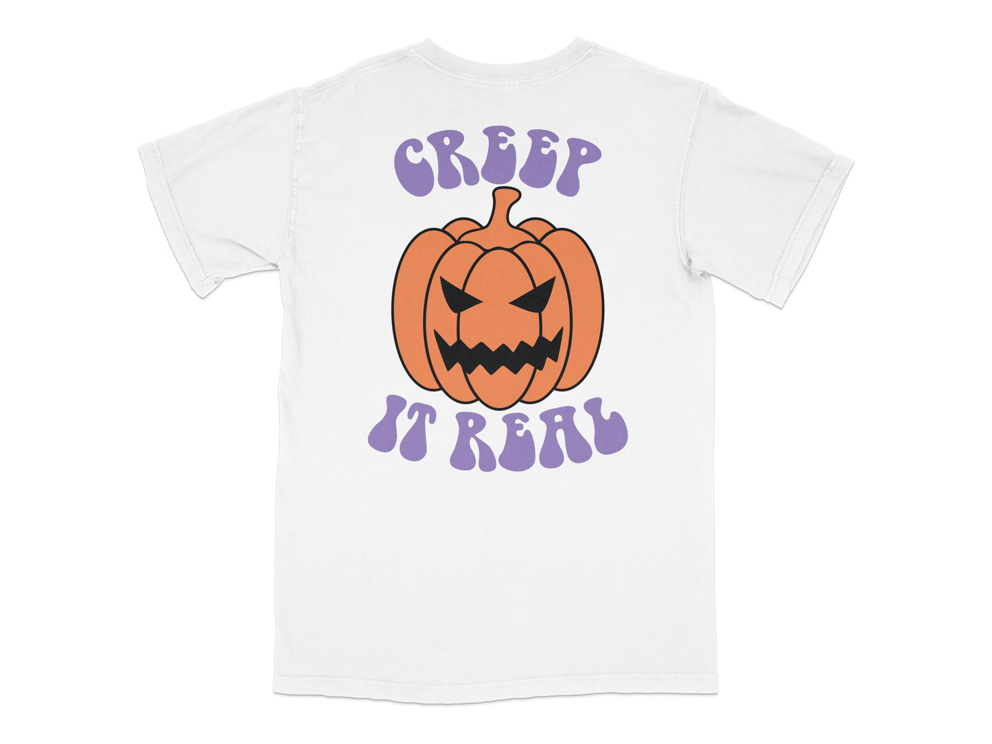 Halloween Pumpkin T-Shirt, Creep It Real Graphic Tee, Spooky Autumn Casual Wear, Unisex October Apparel