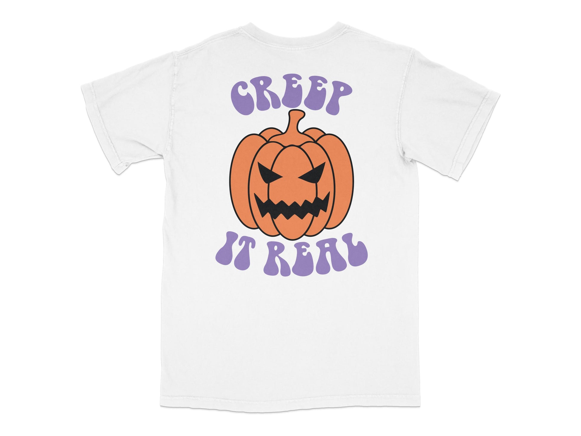 Halloween Pumpkin T-Shirt, Creep It Real Graphic Tee, Spooky Autumn Casual Wear, Unisex October Apparel