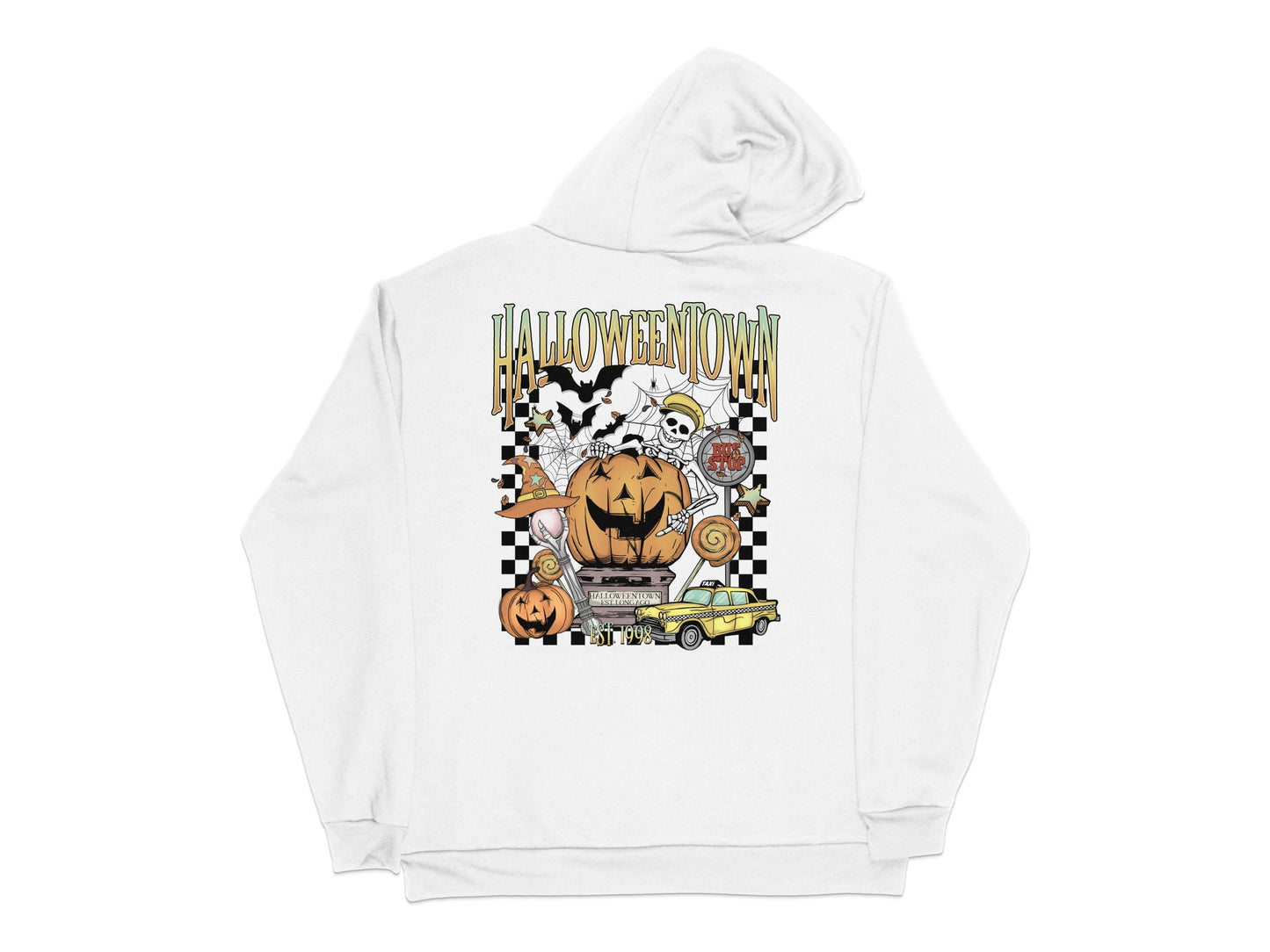 Halloweentown Graphic Hoodie, Spooky Pumpkin and Ghost Print, Unisex Fall Fashion, Halloween Casual Wear Sweatshirt
