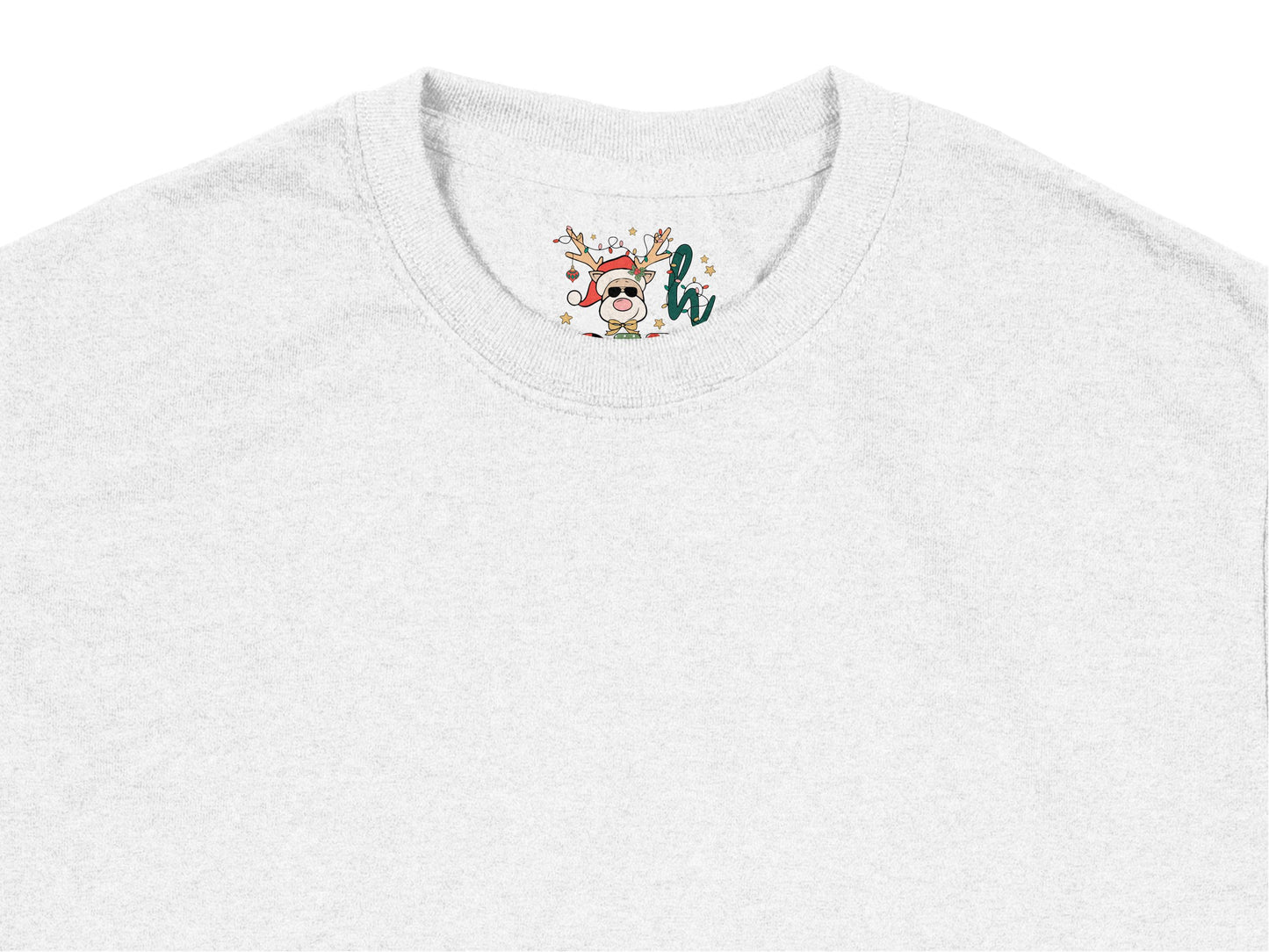 Cute Reindeer Christmas T-Shirt, Festive Holiday Graphic Tee, Grey Casual Wear, Unisex Adult Fashion