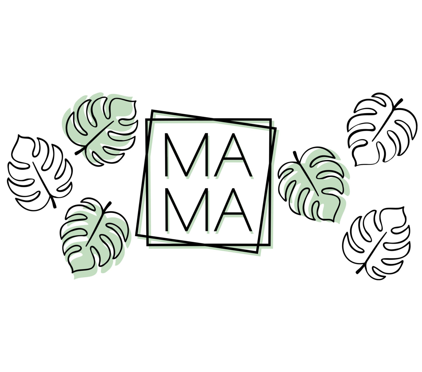 Mama Tropical Monstera Leaf Print, Minimalist Modern Wall Art, Green Home Decor, Perfect Gift for Mother's Day