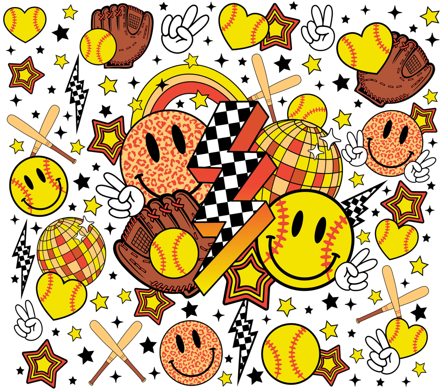 Colorful Baseball Pop Art Print, Vibrant Sports Wall Art, Cheerful Baseball Glove and Ball Decor