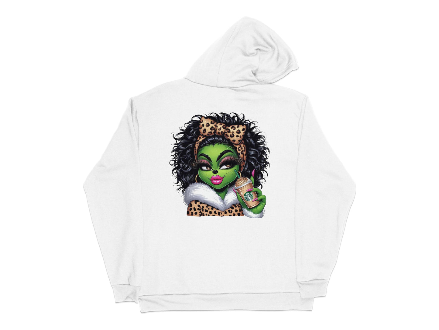 Leopard Print Hoodie, Exotic Female Character Art, Stylish Graphic Back Print, Trendy Streetwear