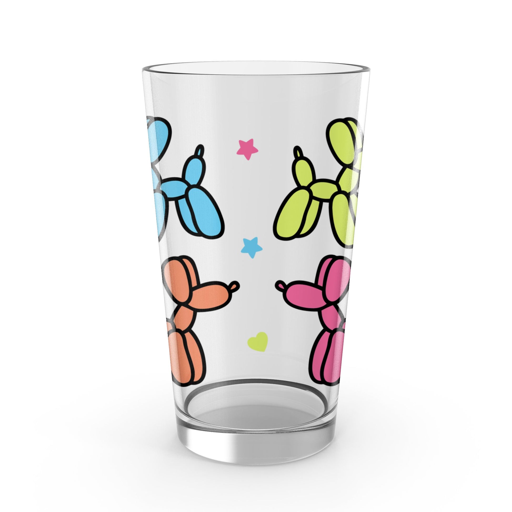 Colorful Balloon Dog Design Drinking Glass, Cute Cartoon Animal Tumbler, Fun Kitchen Decor, Gift Idea